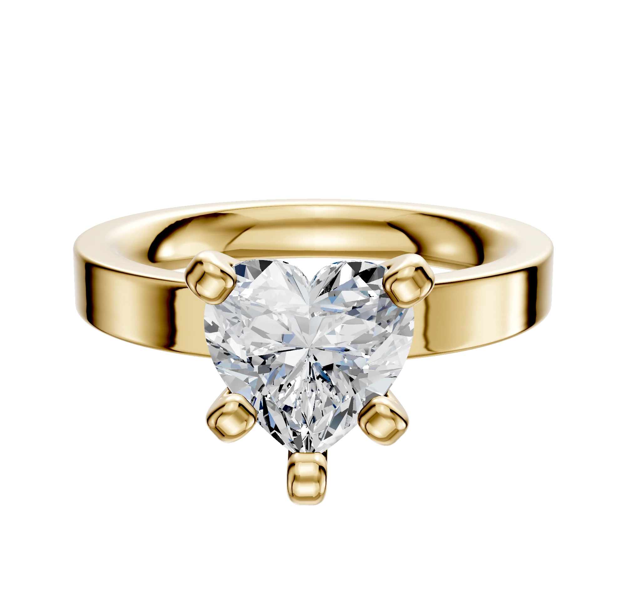 14K Yellow Gold 4 Prong Classic Flat 3.0mm Engagement Ring