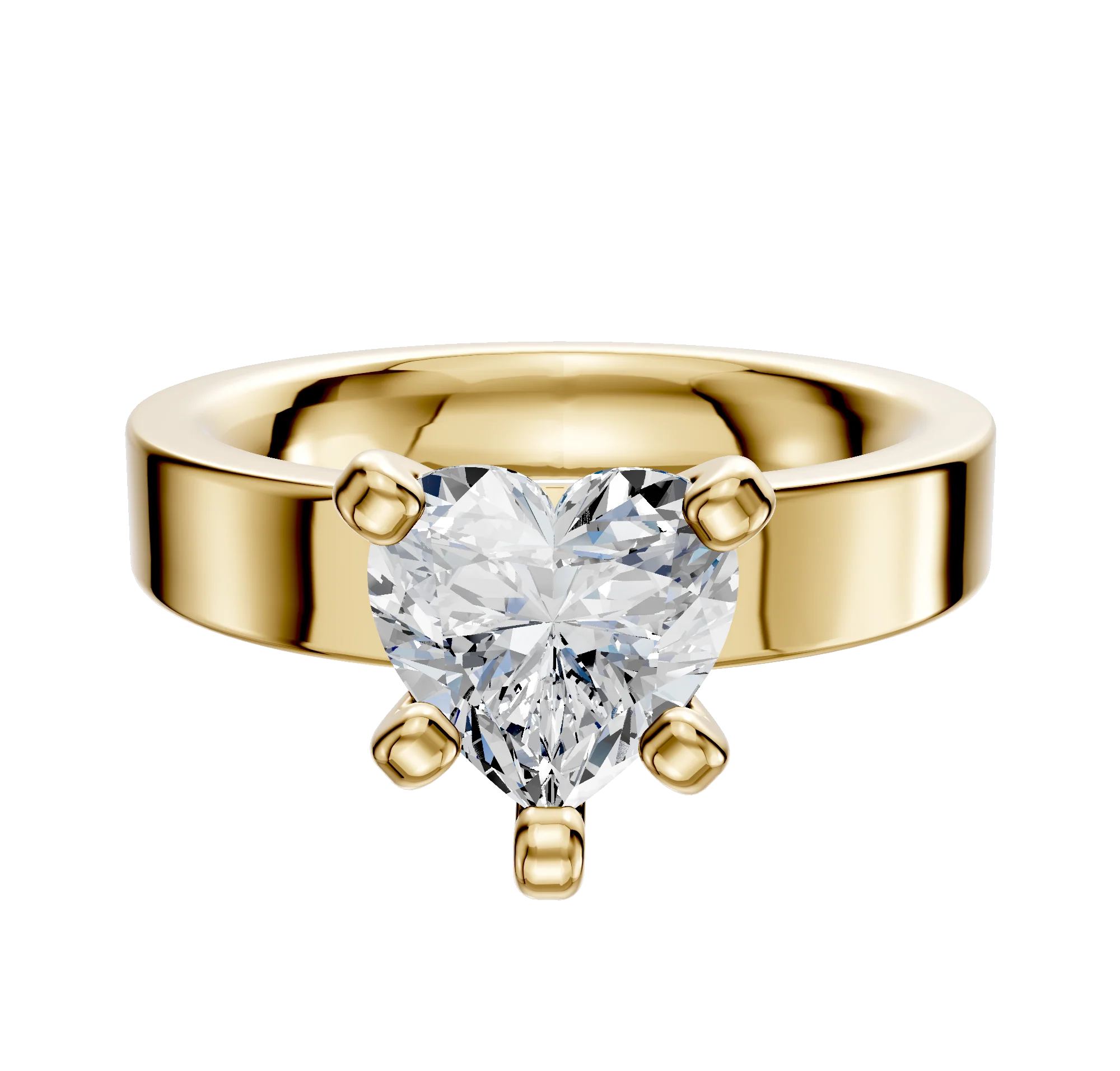 14K Yellow Gold 4 Prong Classic Flat 4.0mm Engagement Ring
