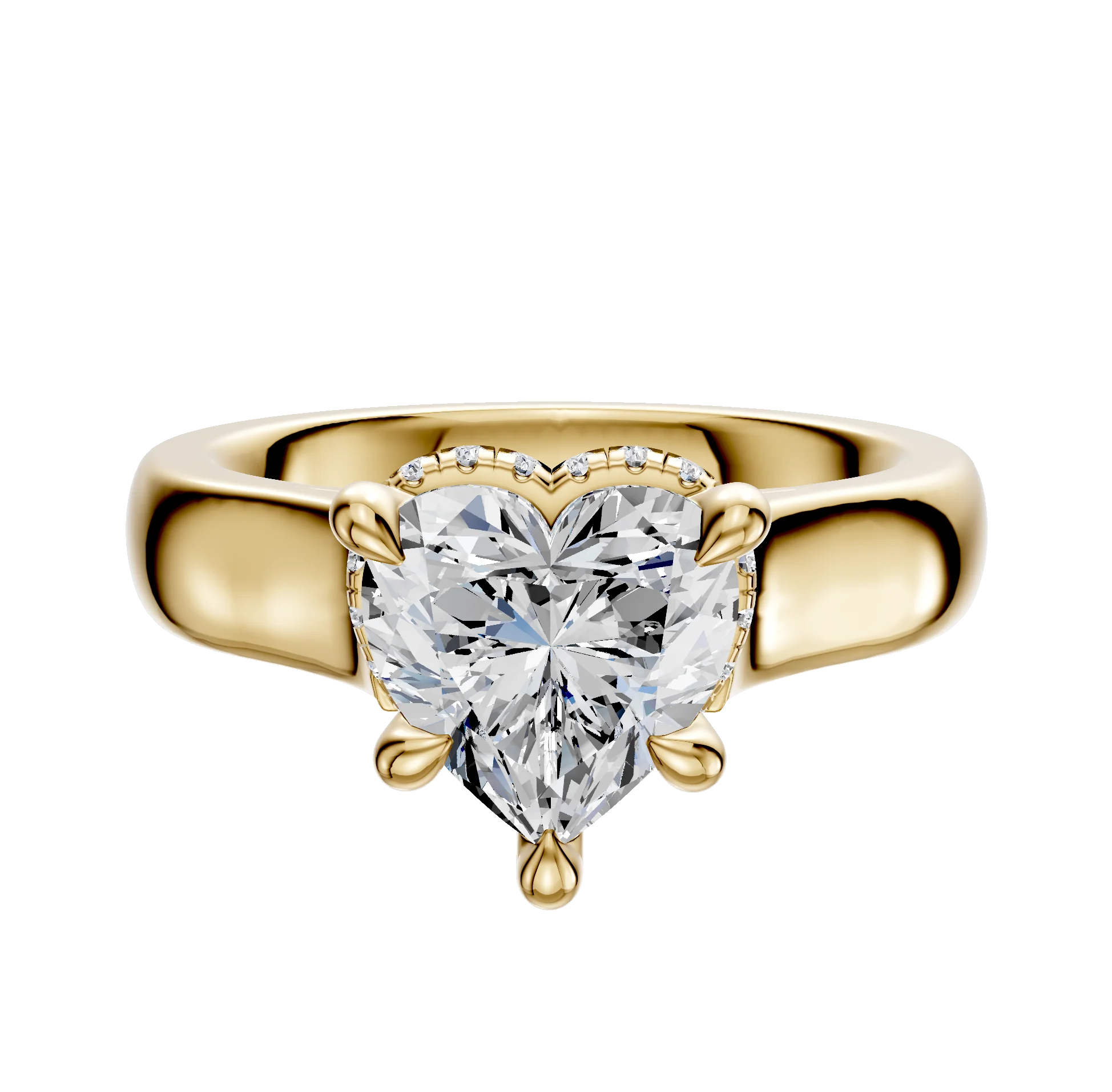 14K Yellow Gold 4 Prong Collar Cathedral Dome 4.0mm Engagement Ring