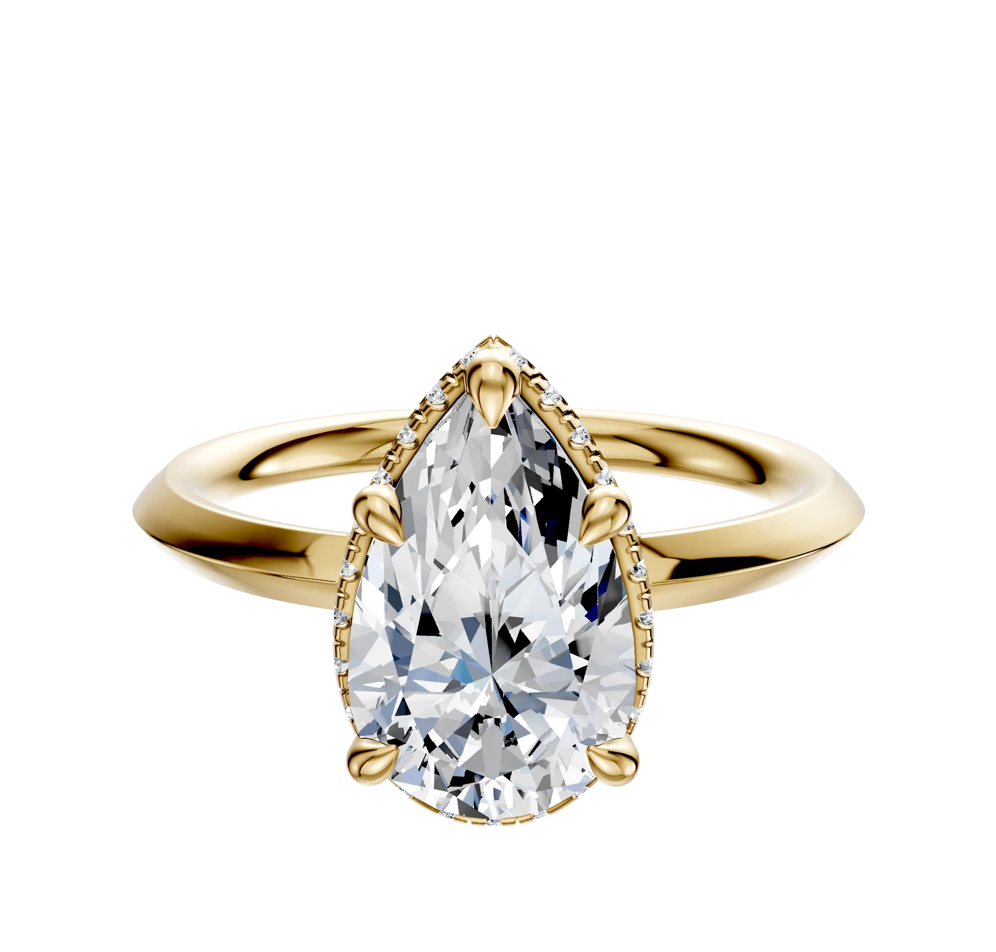 14K Yellow Gold 4 Prong Collar Classic Knife Edge 2.0mm Engagement Ring