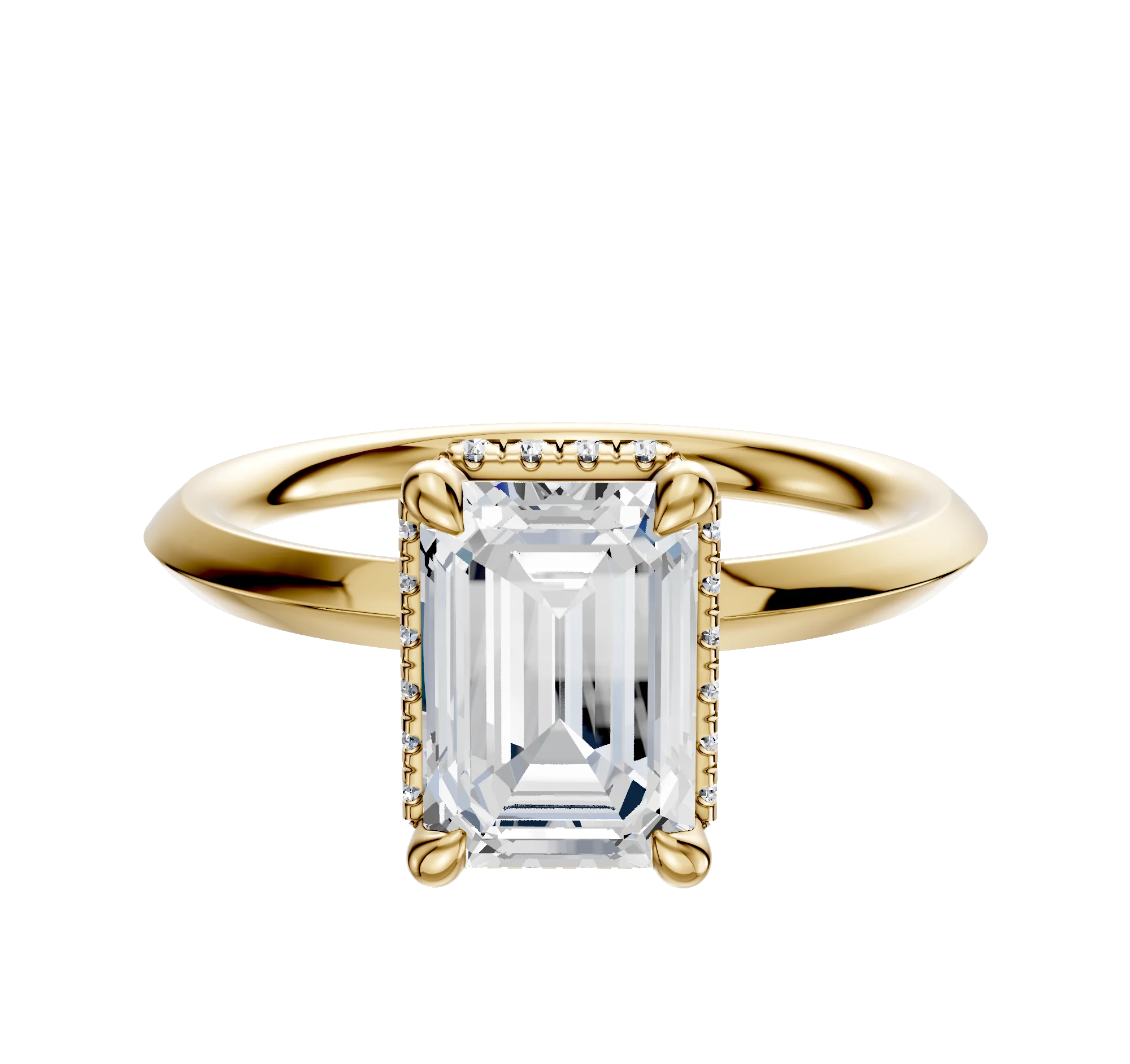 14K Yellow Gold 4 Prong Collar Classic Knife Edge 2.0mm Engagement Ring
