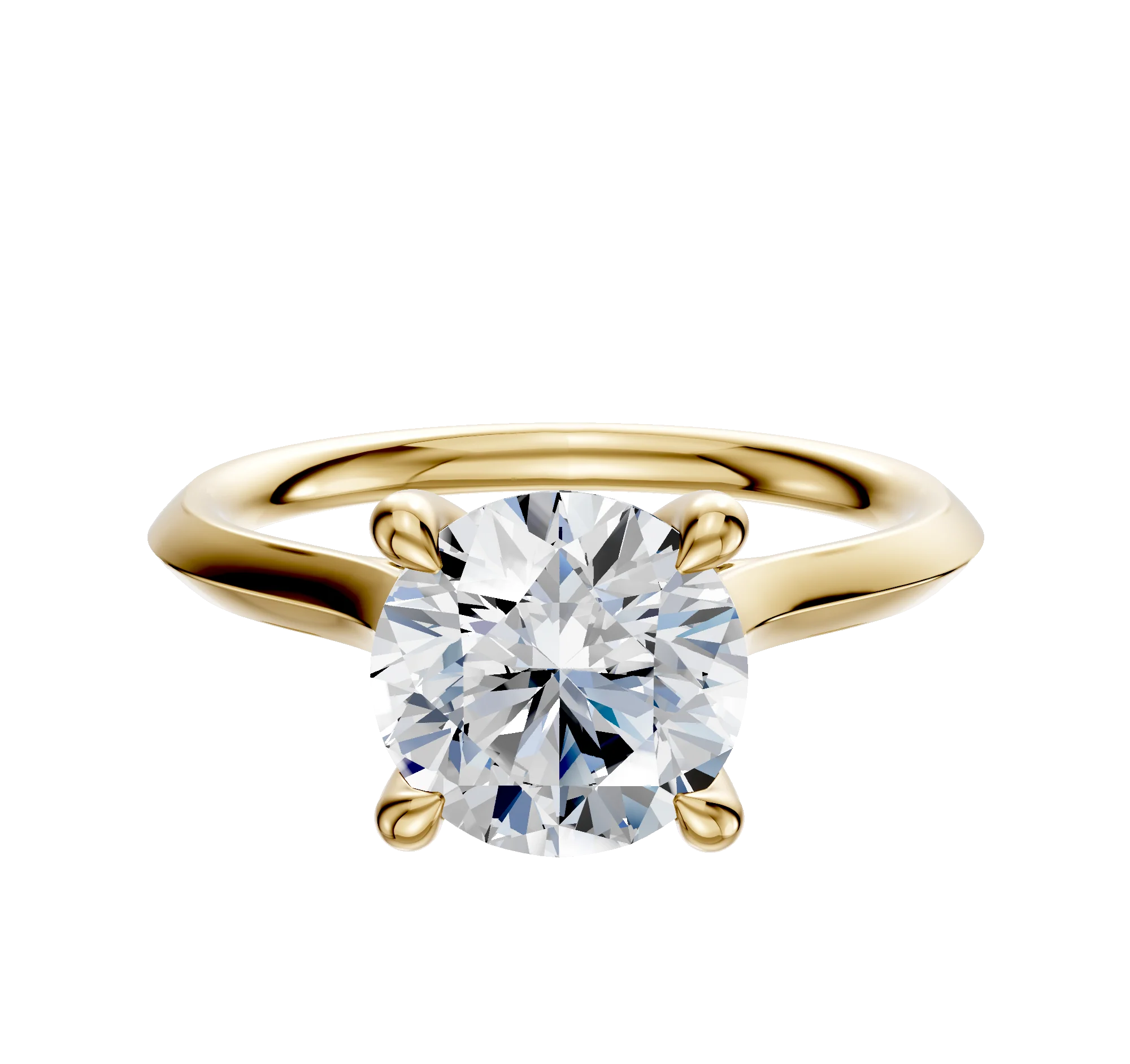 14K Yellow Gold 4 Prong Hidden Halo Cathedral Knife Edge 2.0mm Engagement Ring
