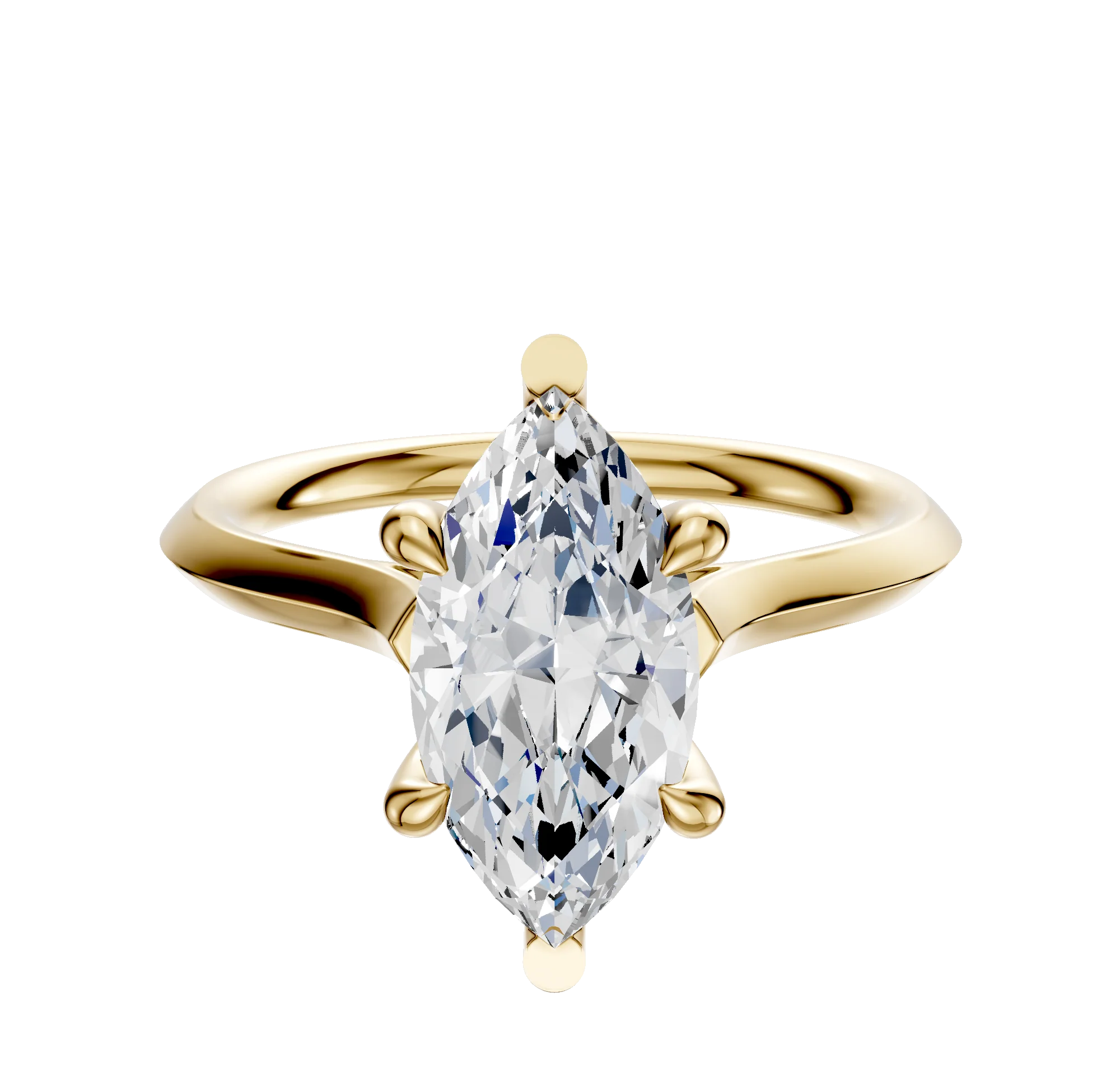 14K Yellow Gold 6 Prong Basket Cathedral Knife Edge 2.0mm Engagement Ring