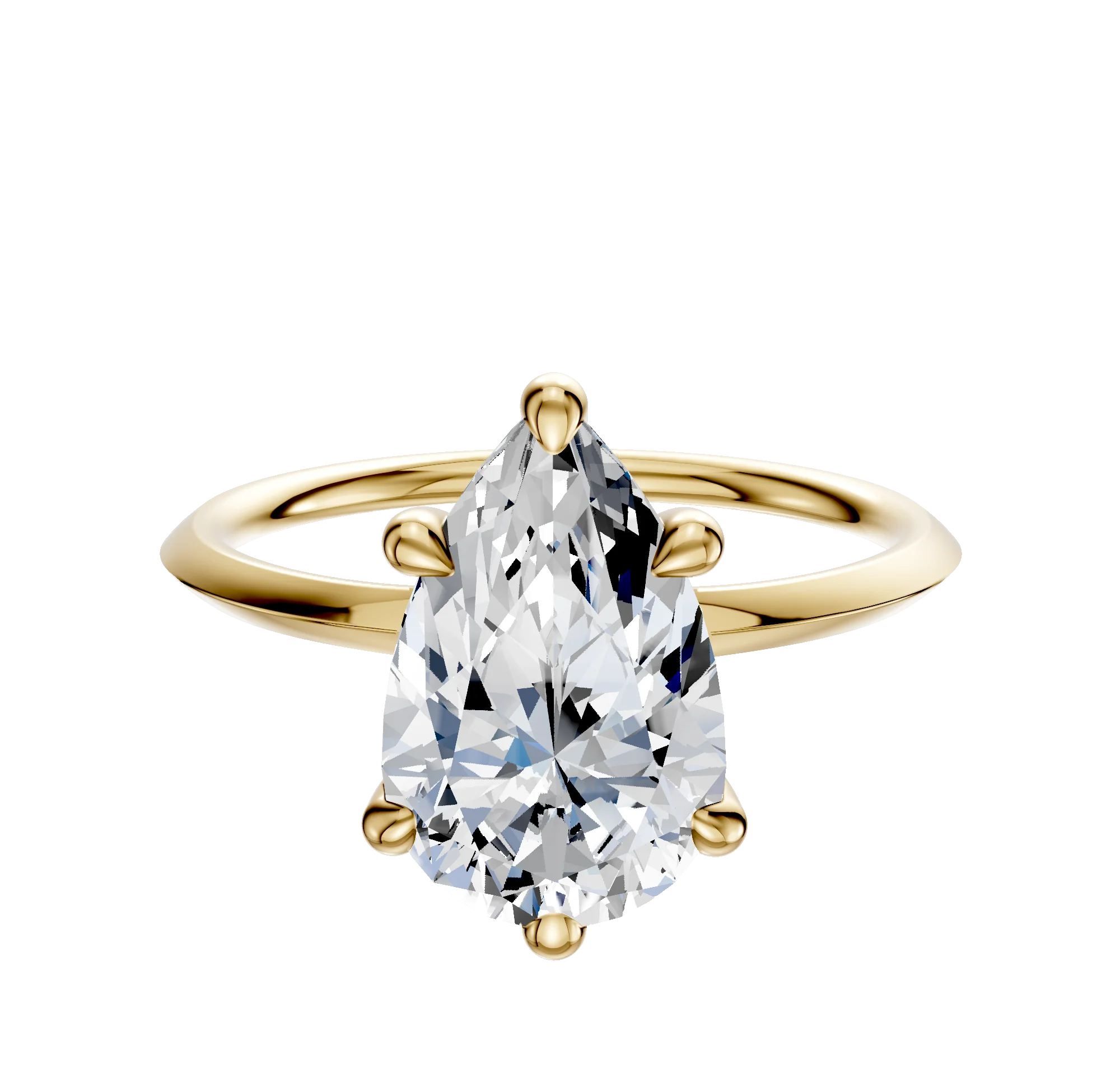 14K Yellow Gold 6 Prong Basket Classic Knife Edge 1.5mm Engagement Ring
