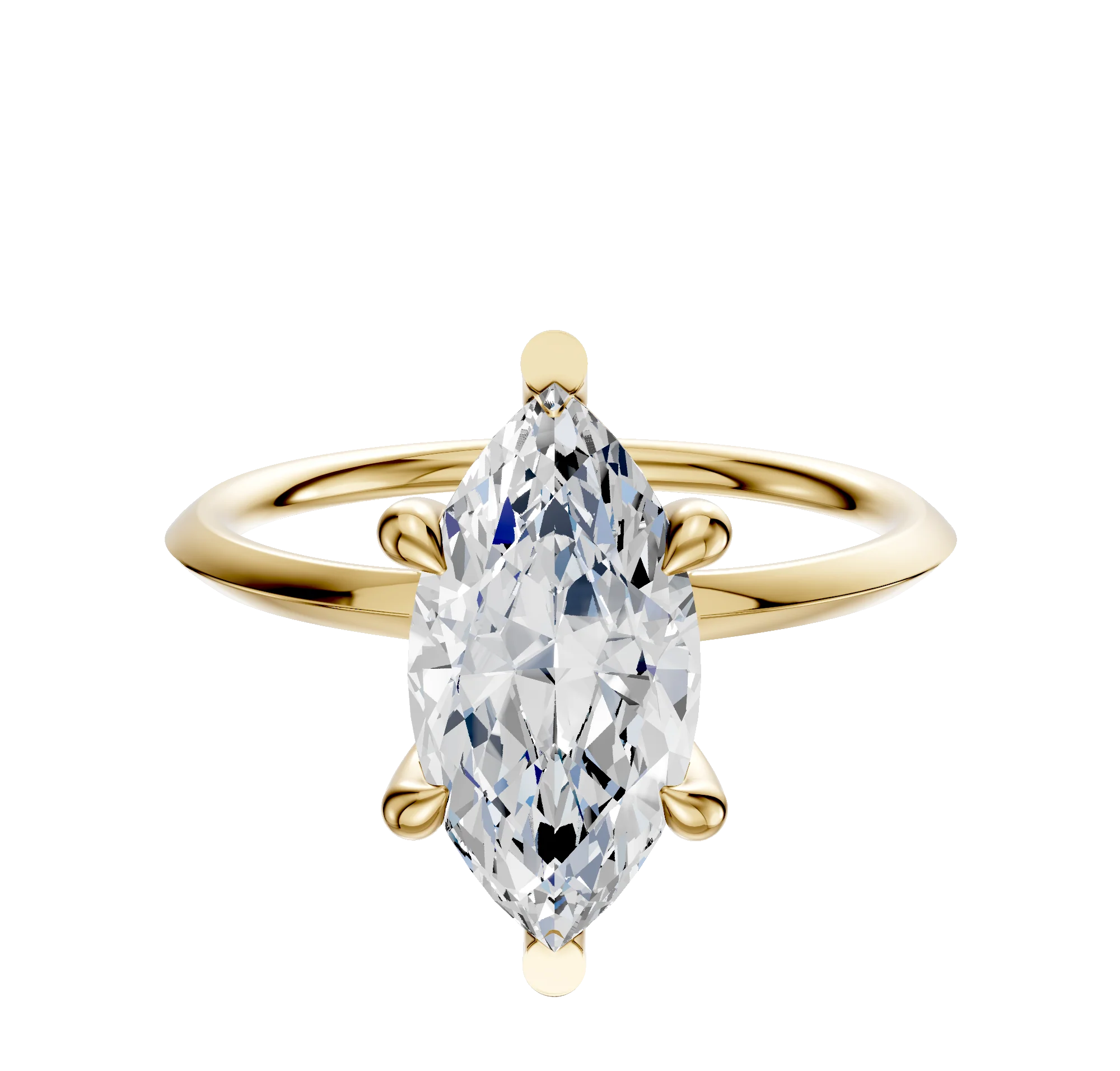 14K Yellow Gold 6 Prong Basket Classic Knife Edge 1.5mm Engagement Ring