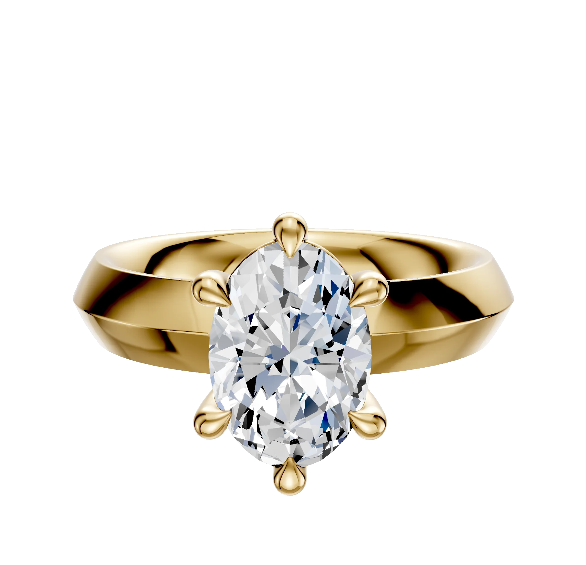 14K Yellow Gold 6 Prong Basket Classic Knife Edge 4.0mm Engagement Ring