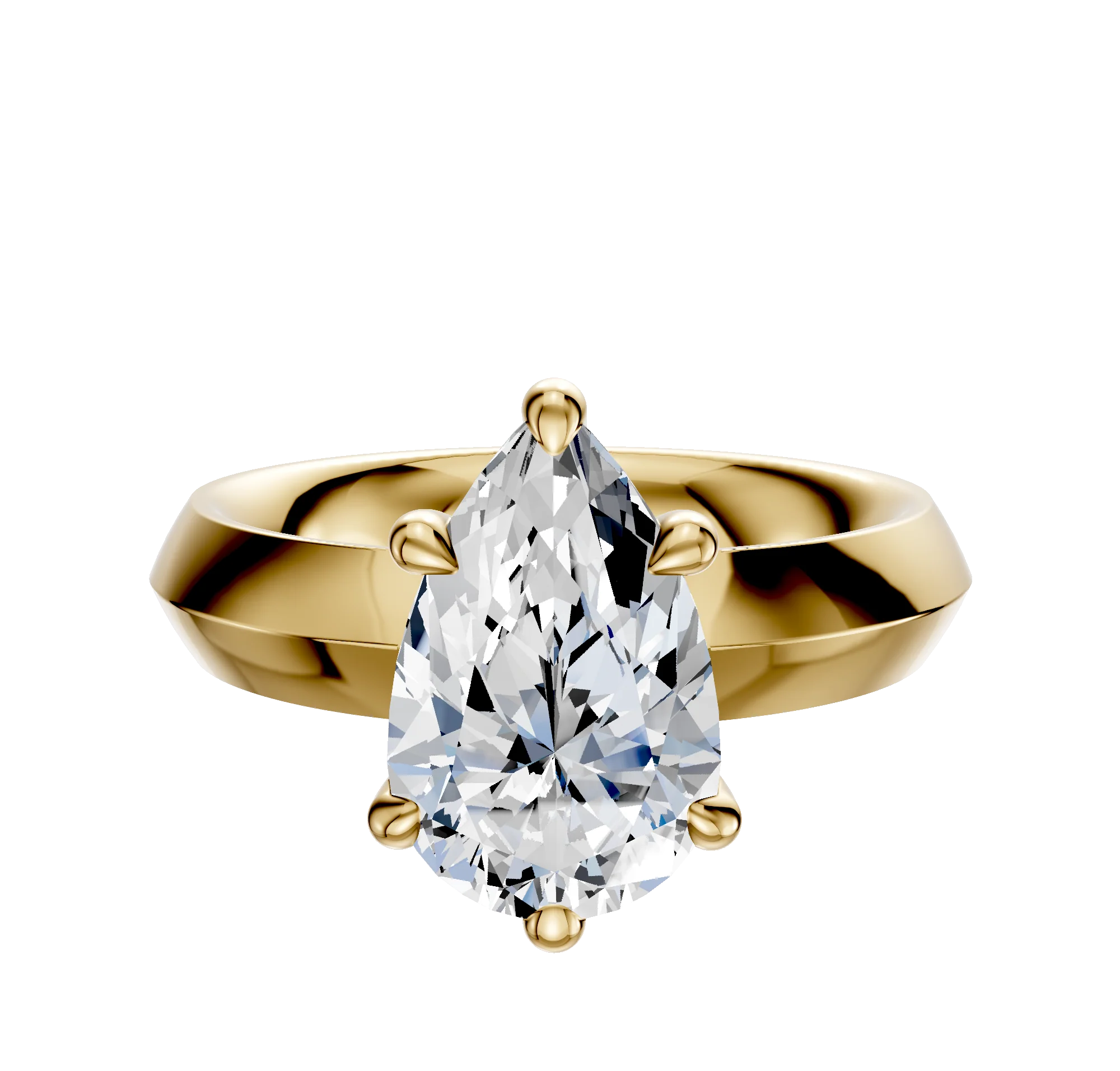14K Yellow Gold 6 Prong Basket Classic Knife Edge 4.0mm Engagement Ring