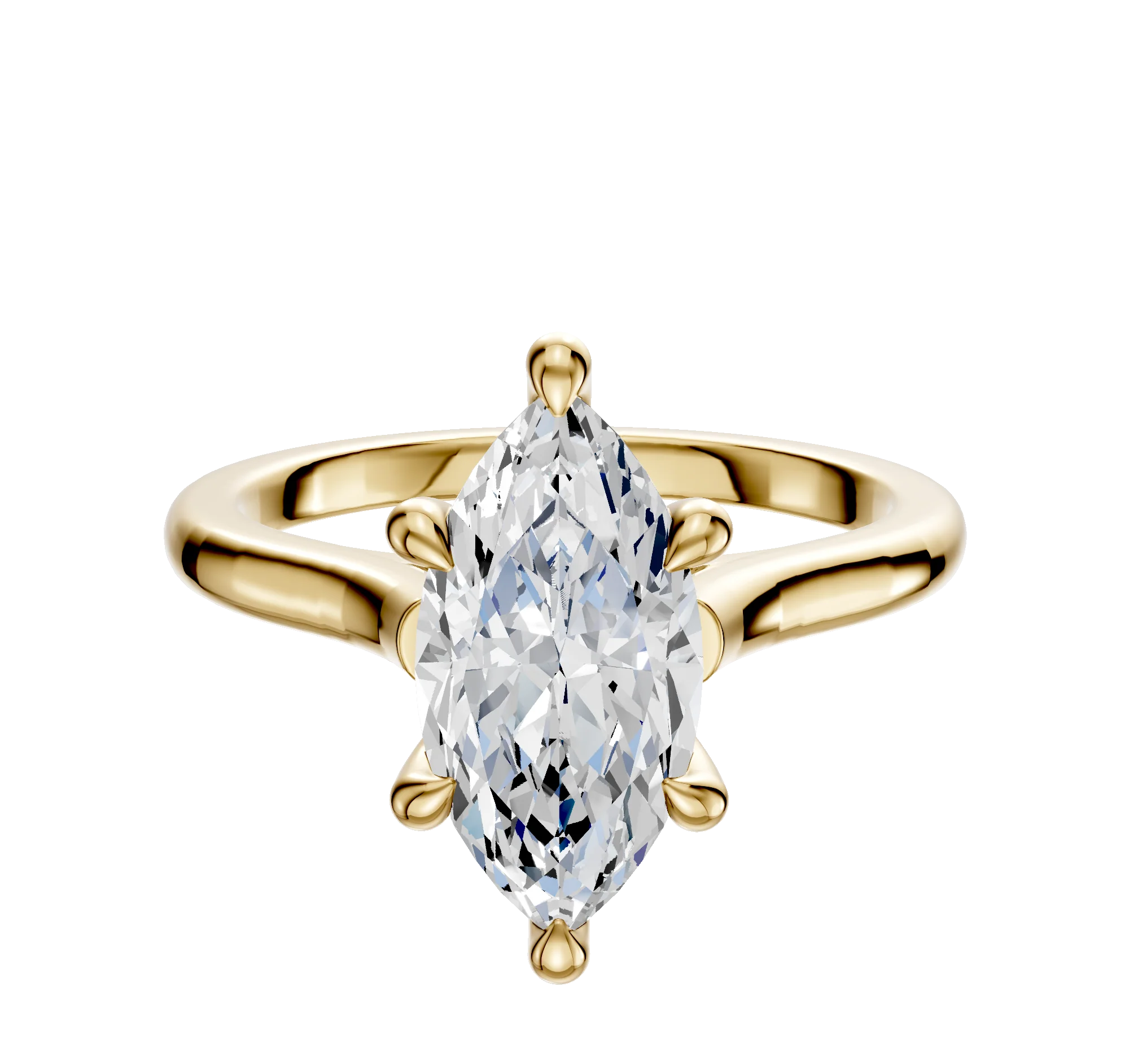 14K Yellow Gold 6 Prong Hidden Halo Cathedral Dome 2.0mm Engagement Ring