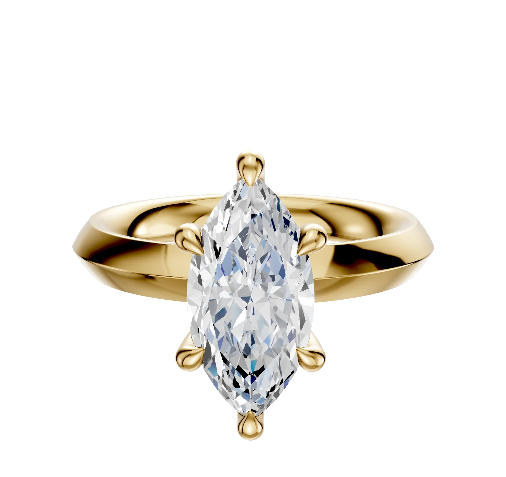 14K Yellow Gold 6 Prong Hidden Halo Classic Knife Edge 3.0mm Engagement Ring
