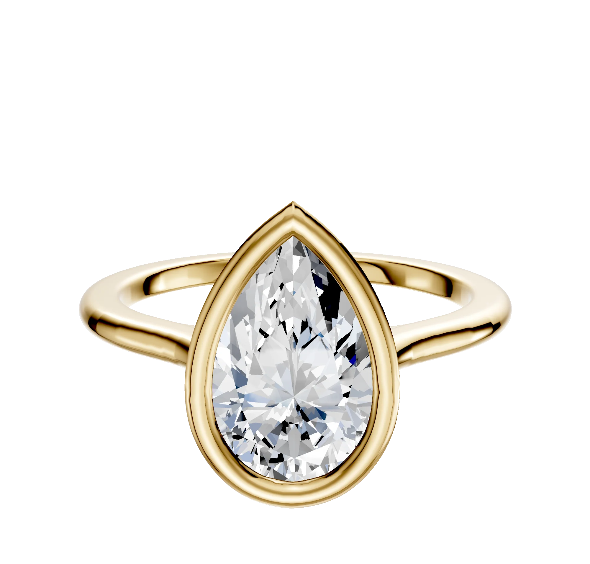14K Yellow Gold Bezel Full Bezel North/South Cathedral Dome 1.5mm Engagement Ring