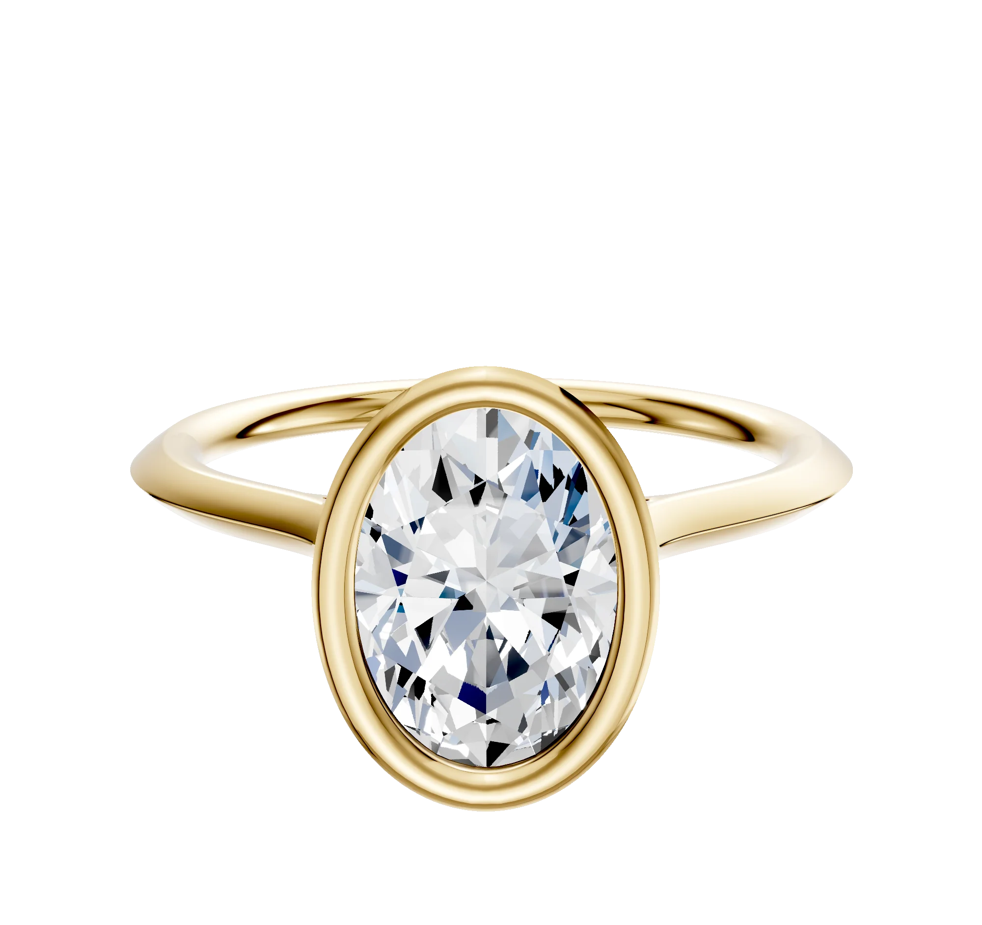 14K Yellow Gold Bezel Full Bezel North/South Cathedral Knife Edge 1.5mm Engagement Ring