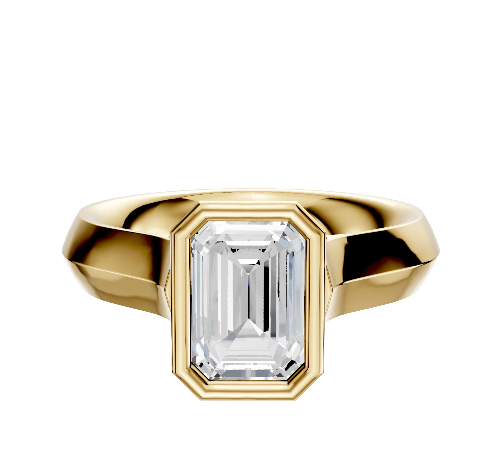 14K Yellow Gold Bezel Full Bezel North/South Cathedral Knife Edge 4.0mm Engagement Ring