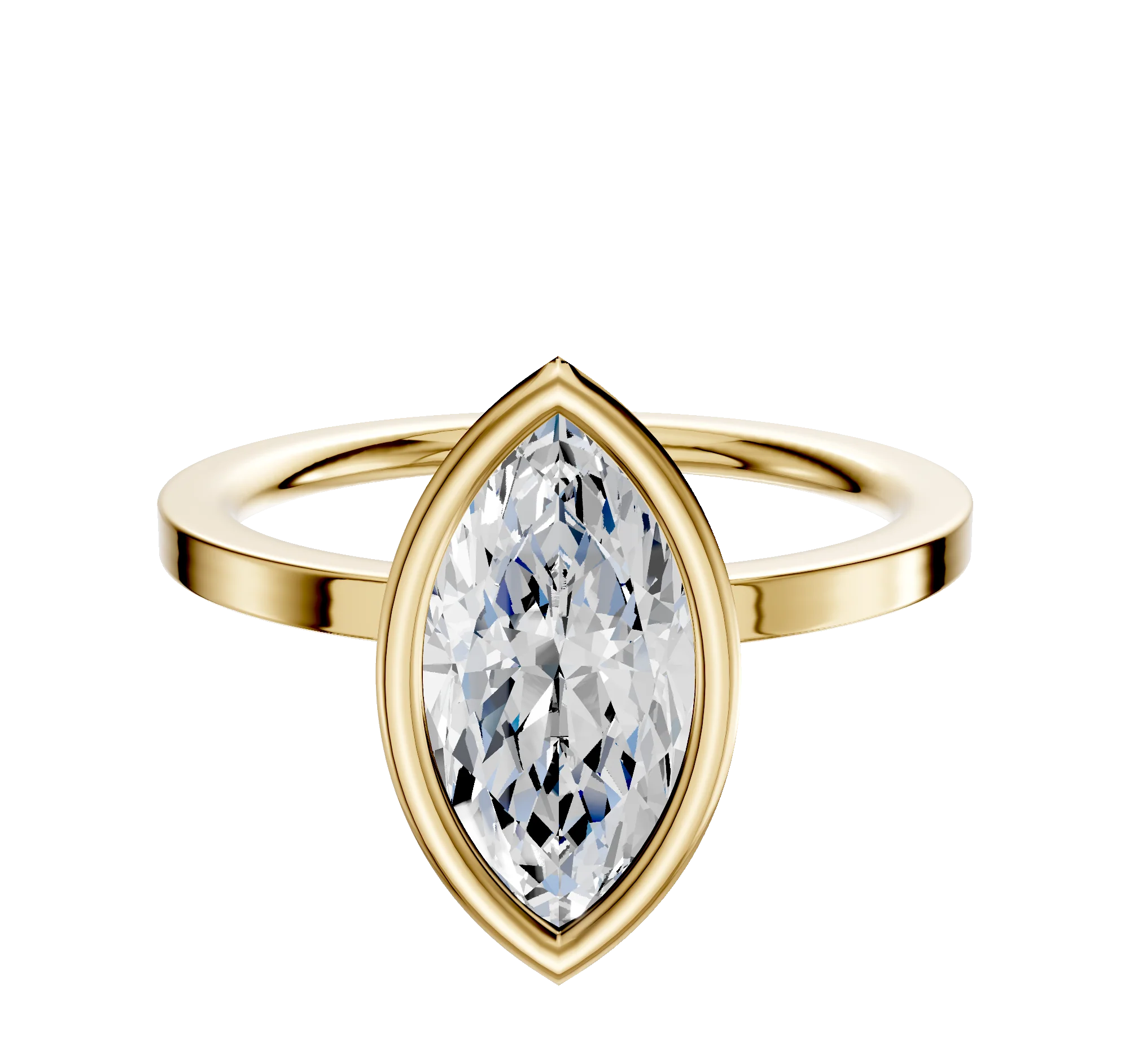 14K Yellow Gold Bezel Full Bezel North/South Classic Flat 1.5mm Engagement Ring