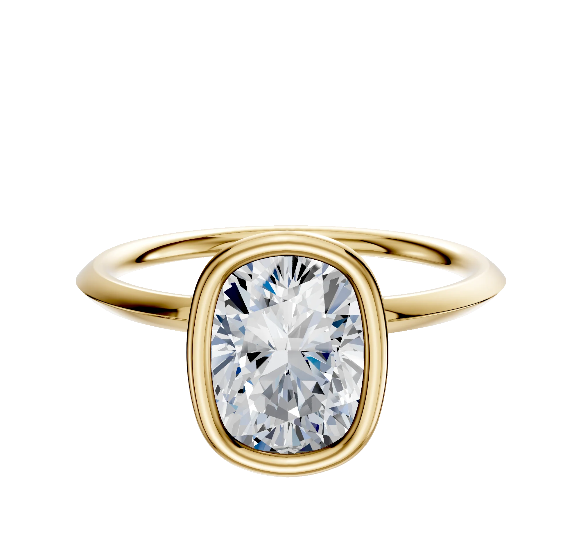 14K Yellow Gold Bezel Full Bezel North/South Classic Knife Edge 1.5mm Engagement Ring