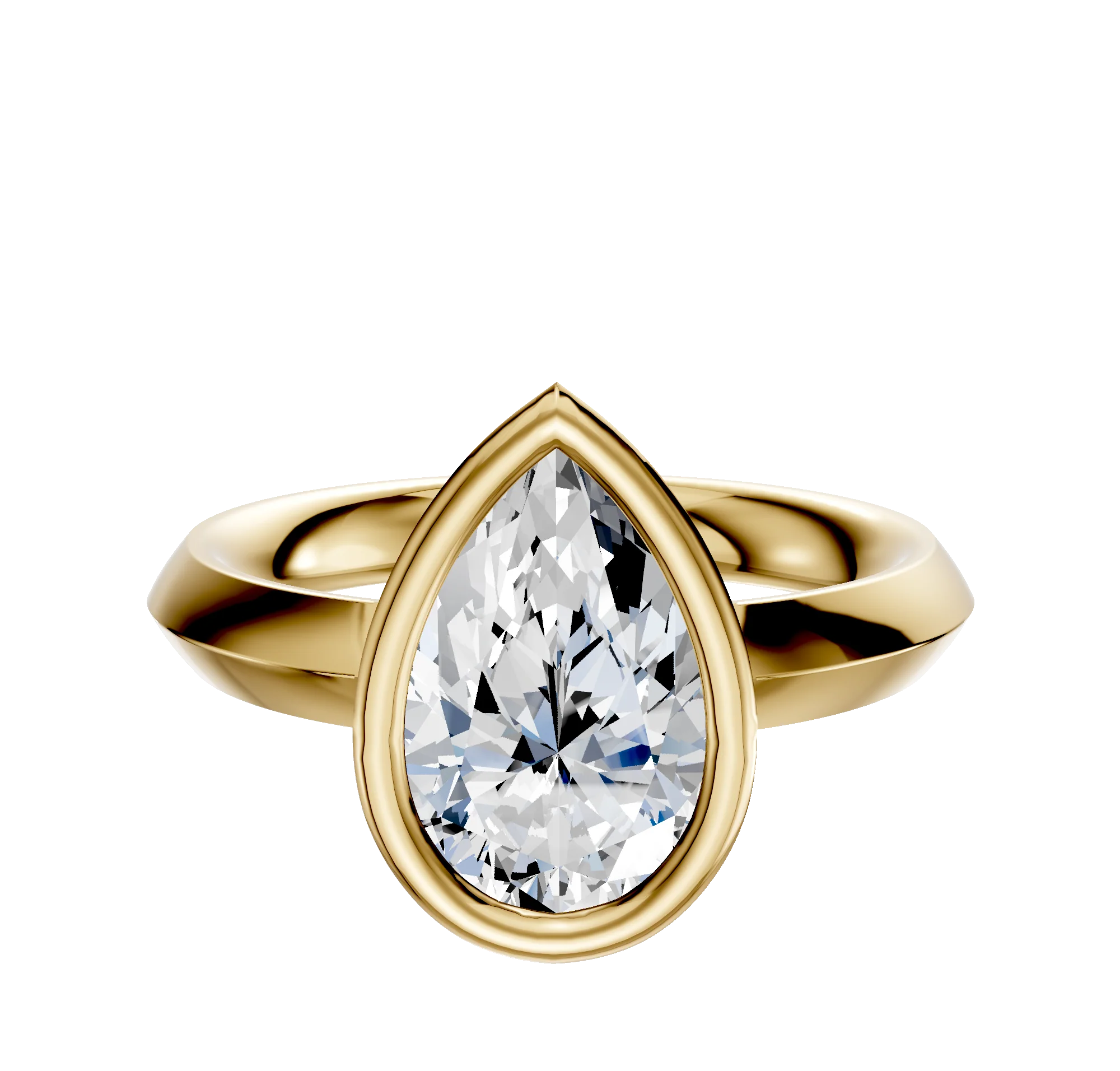 14K Yellow Gold Bezel Full Bezel North/South Classic Knife Edge 3.0mm Engagement Ring