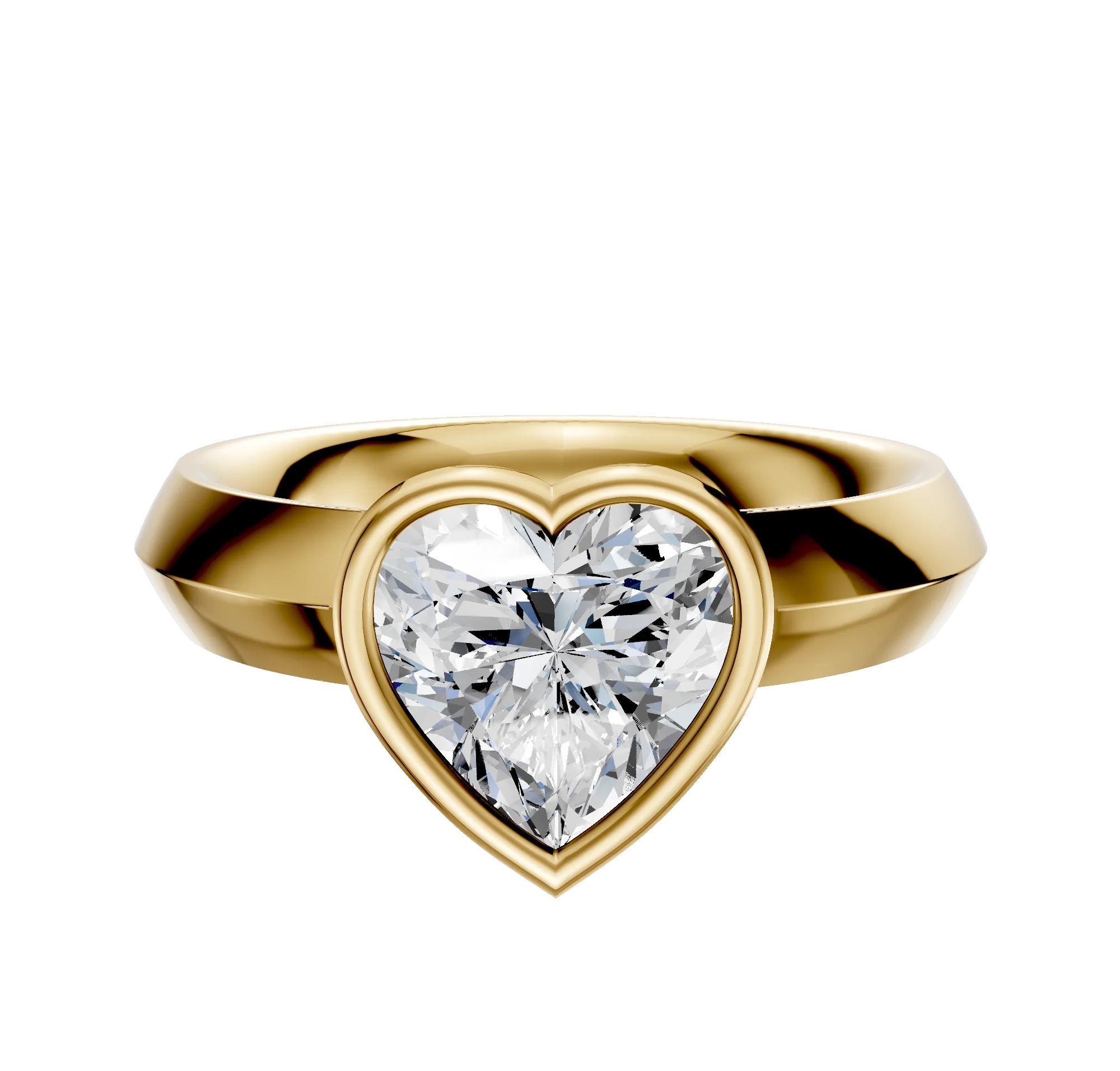 14K Yellow Gold Bezel Full Bezel North/South Classic Knife Edge 4.0mm Engagement Ring