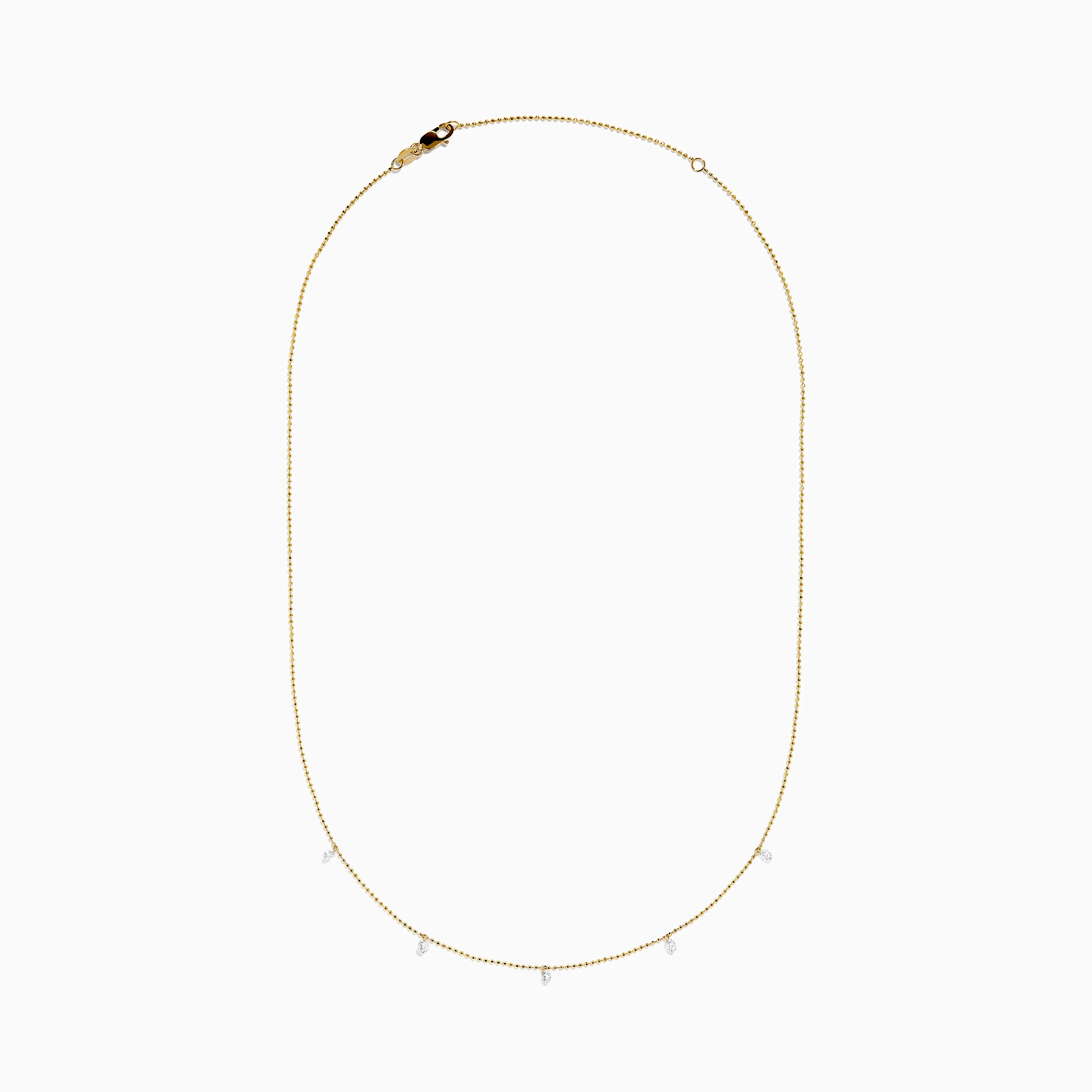 14K Yellow Gold Floating Diamonds Beaded Chain Necklace - Image 3