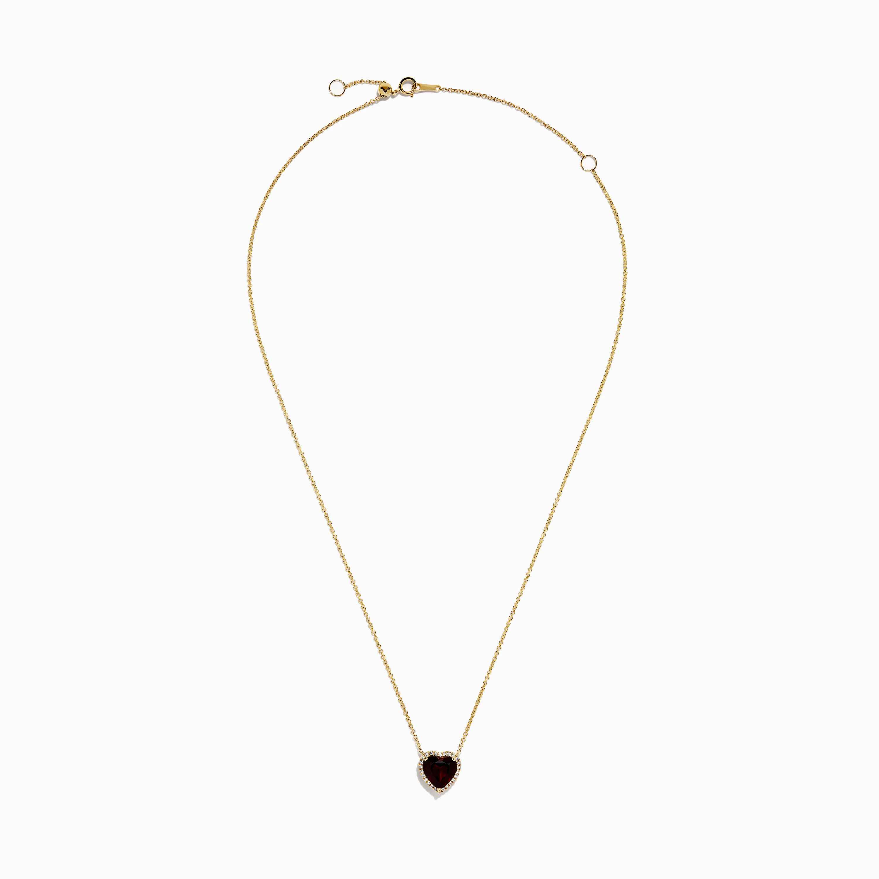 14K Yellow Gold Garnet and Diamond Halo Heart Pendant Necklace - Image 3