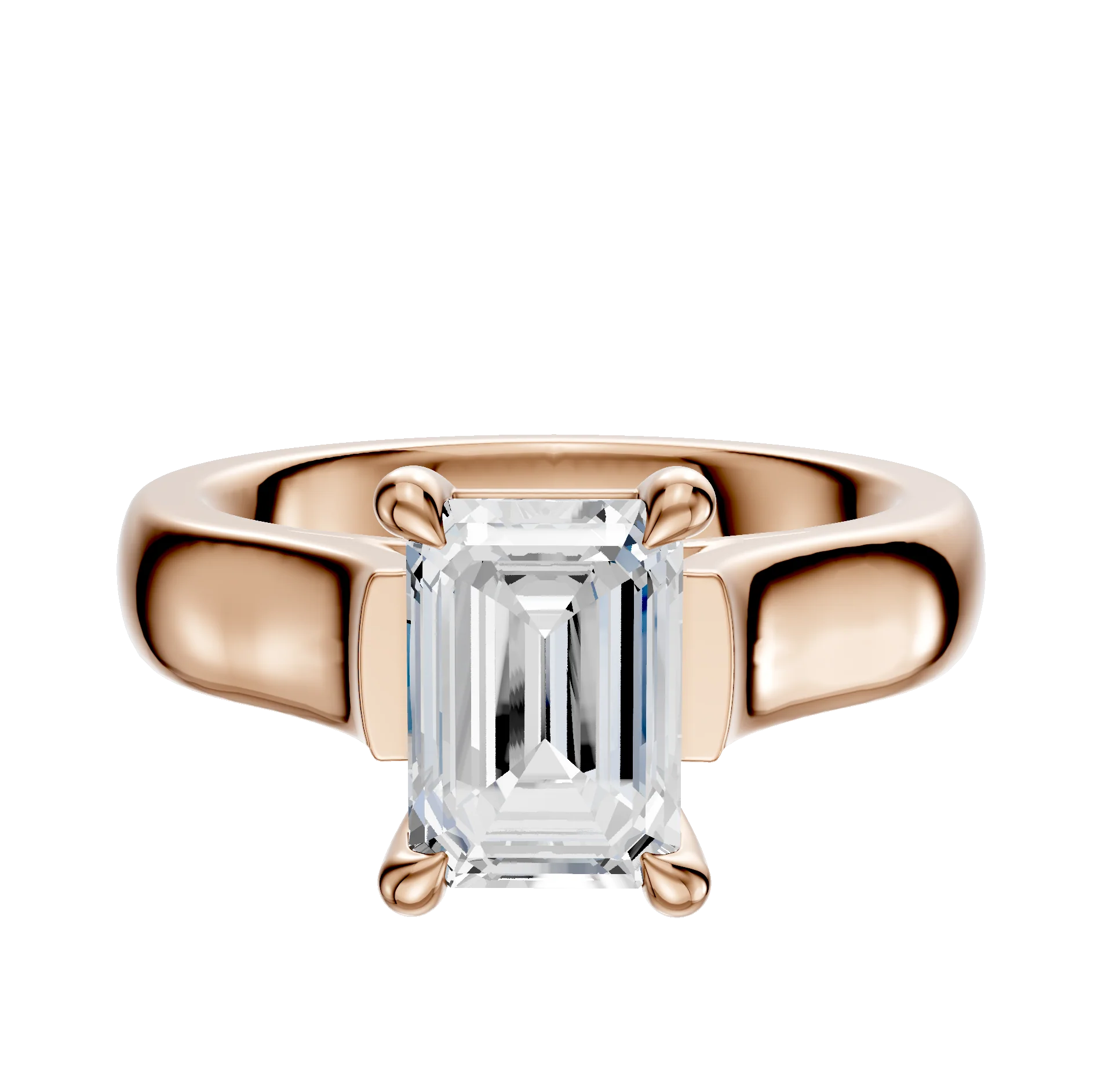 18K Rose Gold 4 Prong Basket Cathedral Dome 4.0mm Engagement Ring