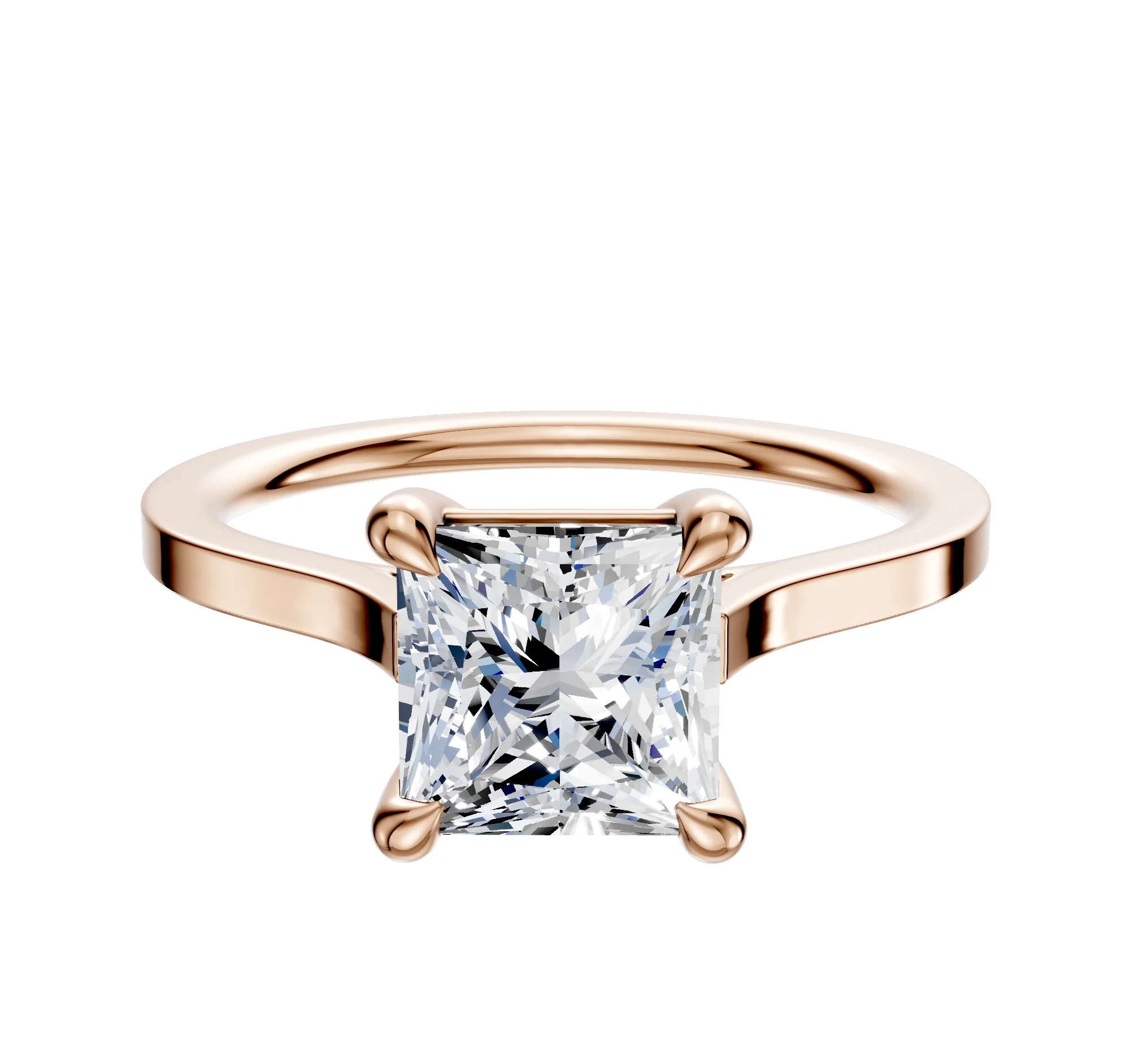 18K Rose Gold 4 Prong Basket Cathedral Flat 1.5mm Engagement Ring