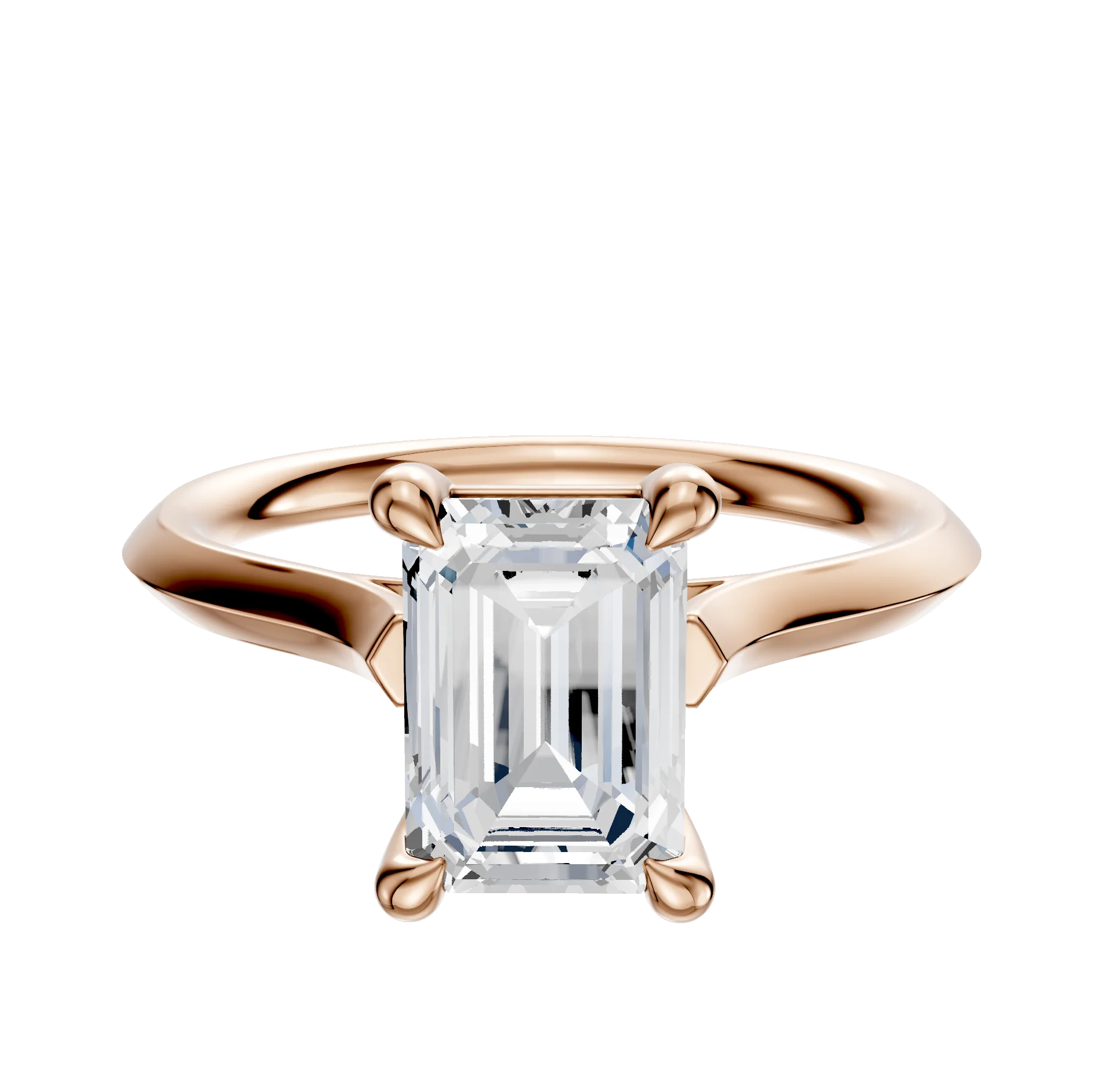 18K Rose Gold 4 Prong Basket Cathedral Knife Edge 2.0mm Engagement Ring