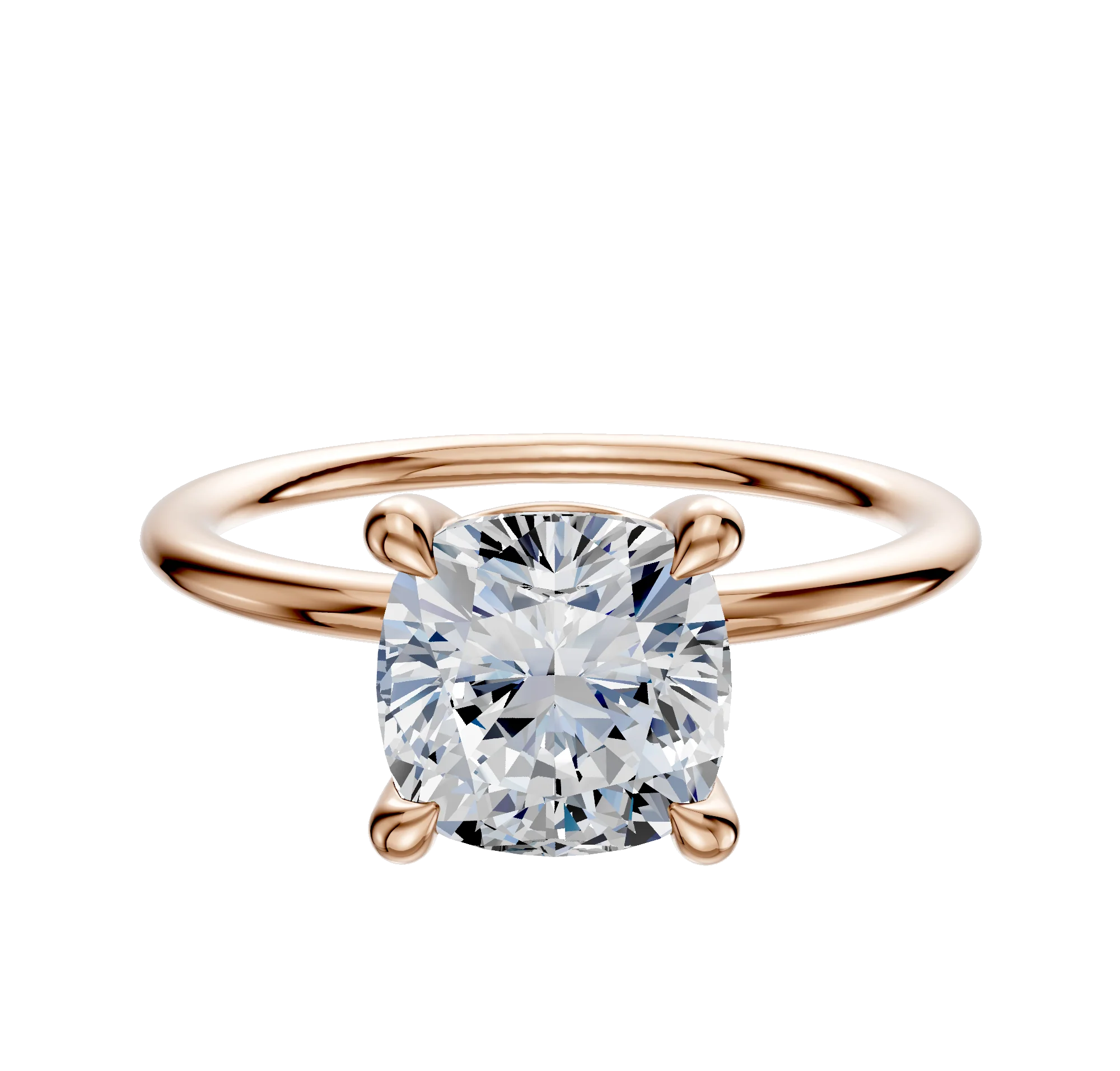18K Rose Gold 4 Prong Basket Classic Dome 1.5mm Engagement Ring