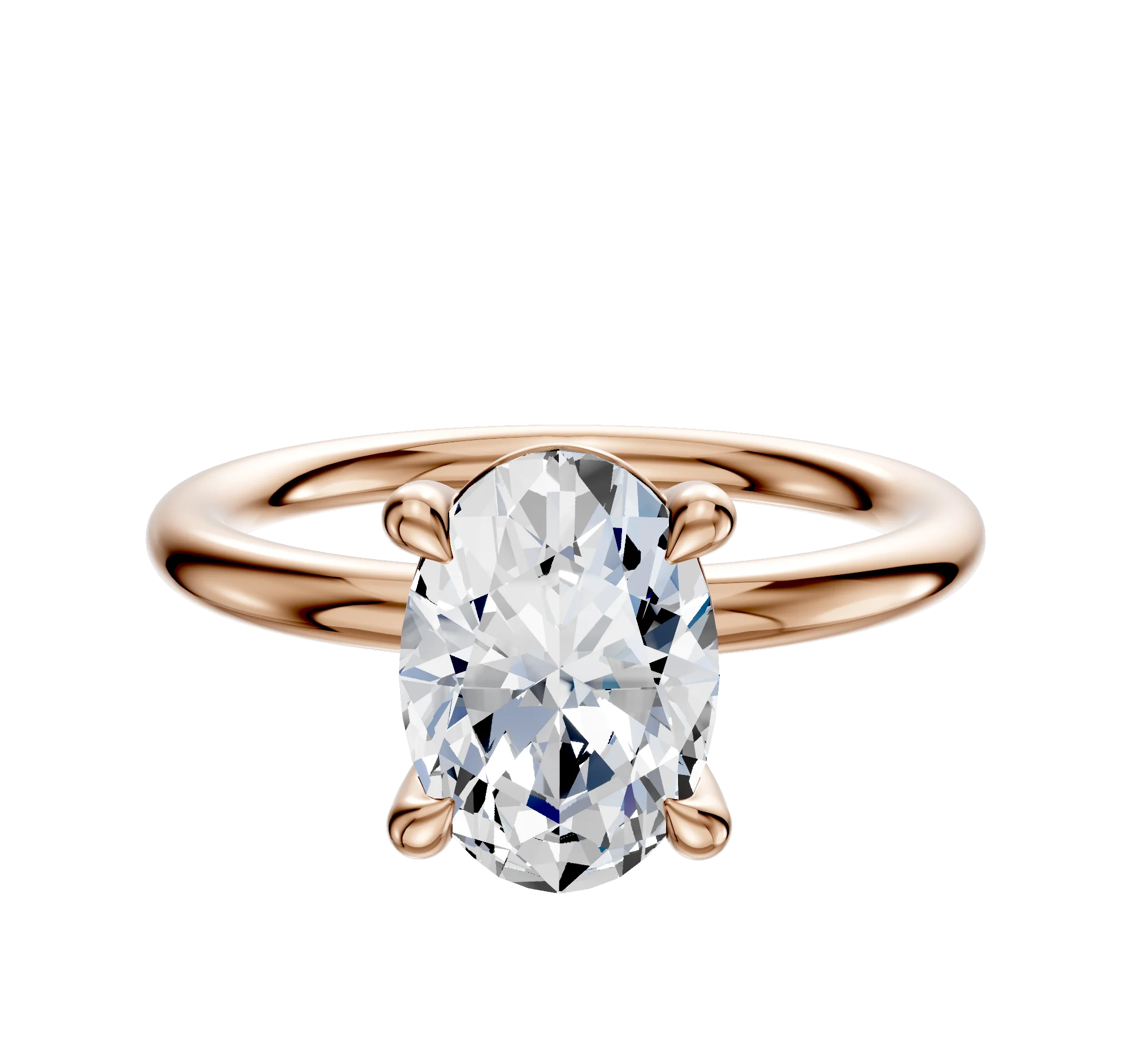18K Rose Gold 4 Prong Basket Classic Dome 2.0mm Engagement Ring