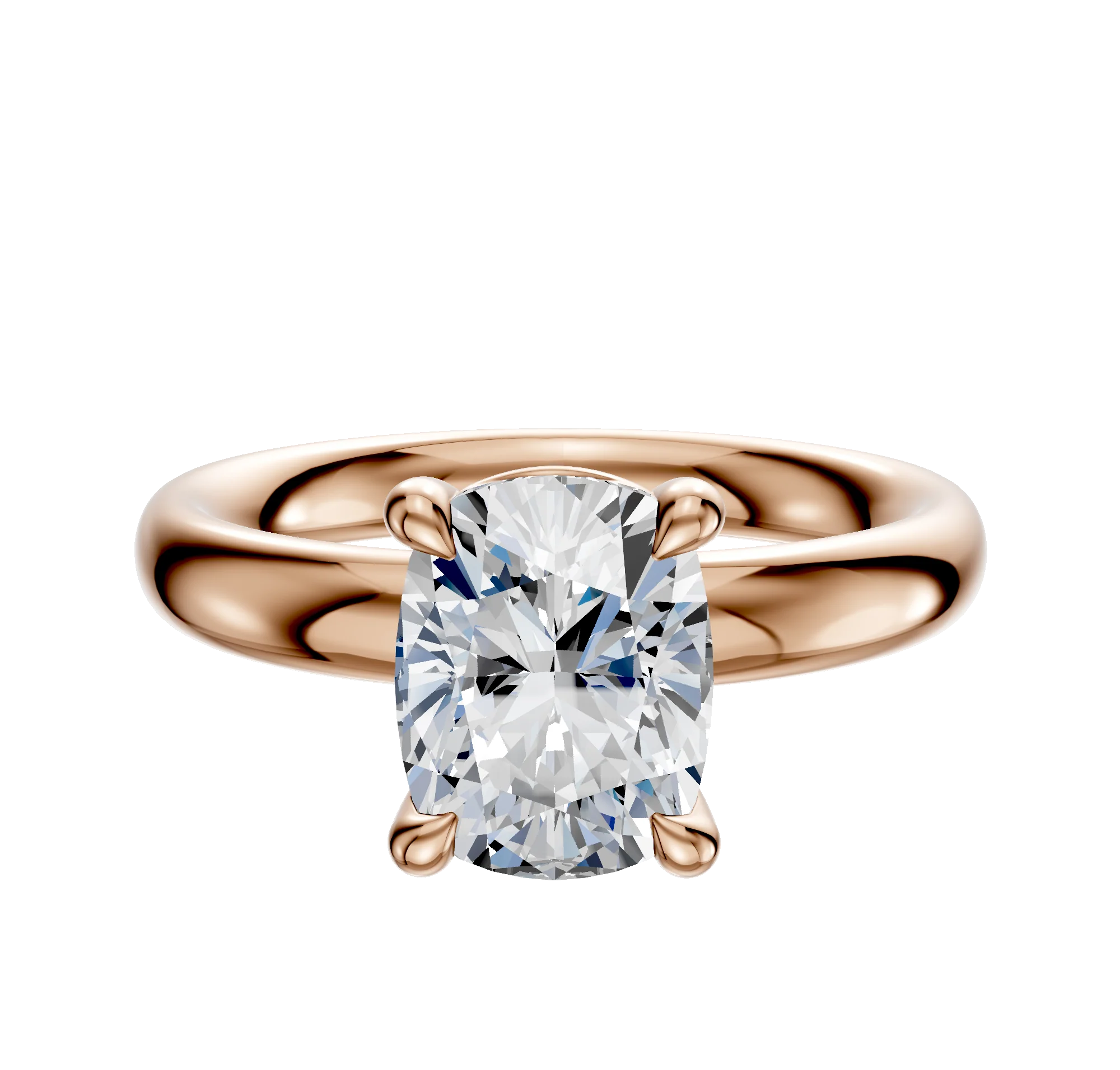 18K Rose Gold 4 Prong Basket Classic Dome 3.0mm Engagement Ring