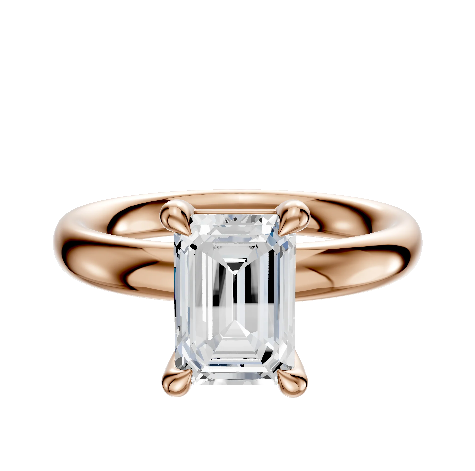 18K Rose Gold 4 Prong Basket Classic Dome 3.0mm Engagement Ring