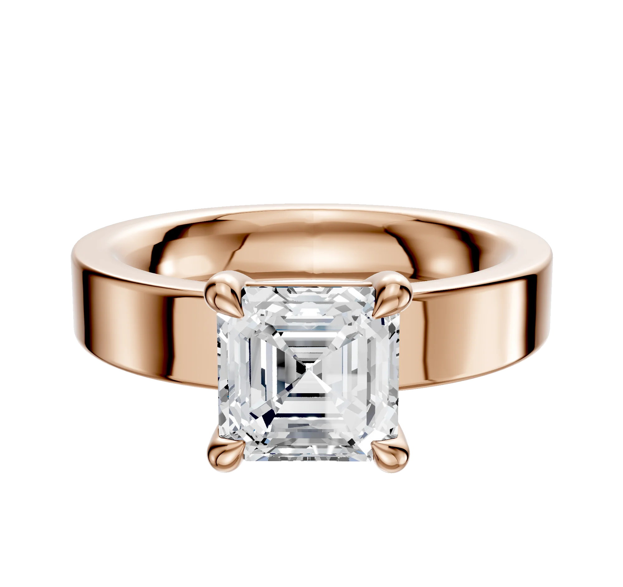 18K Rose Gold 4 Prong Basket Classic Flat 4.0mm Engagement Ring
