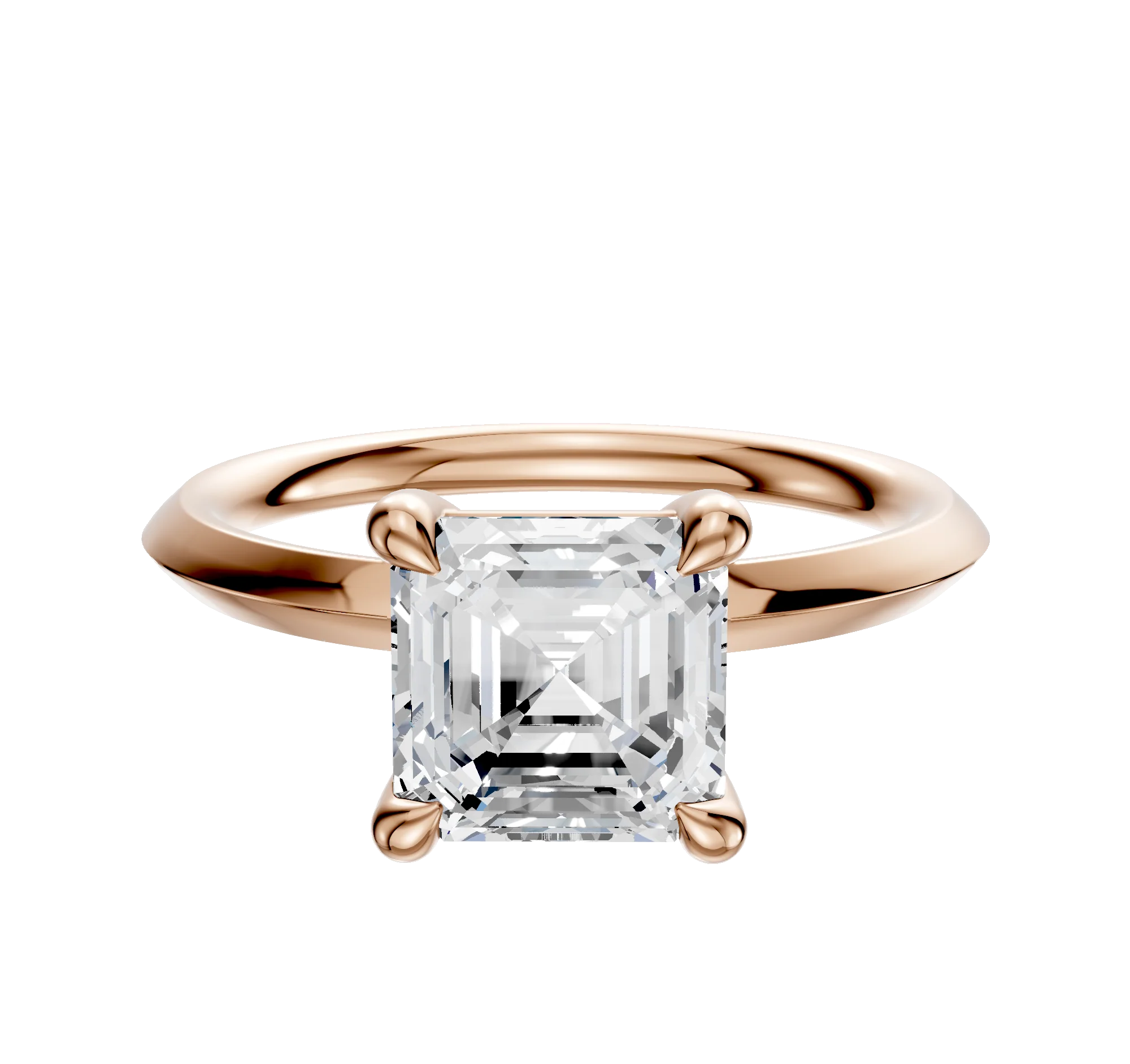 18K Rose Gold 4 Prong Basket Classic Knife Edge 2.0mm Engagement Ring