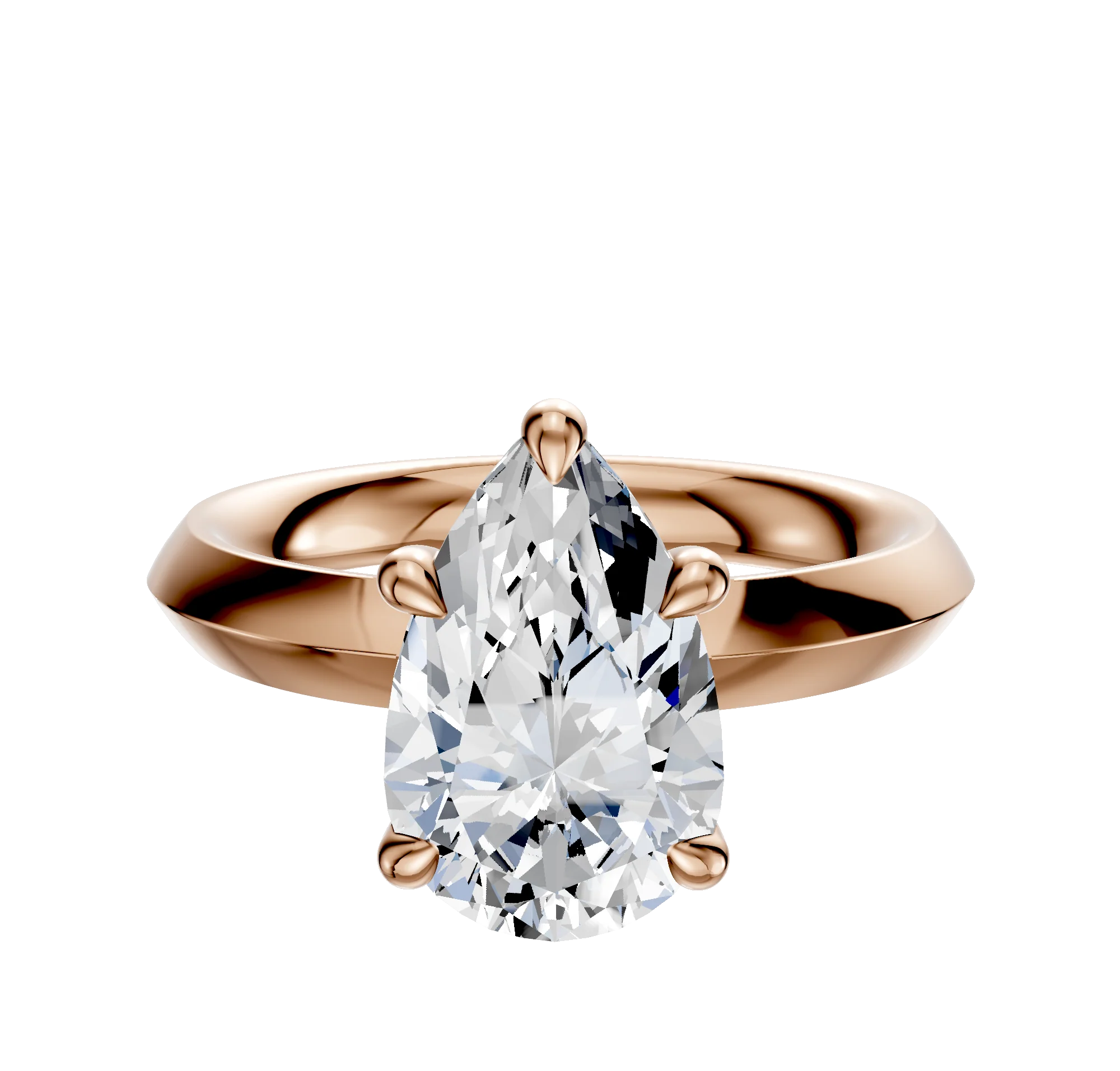 18K Rose Gold 4 Prong Basket Classic Knife Edge 3.0mm Engagement Ring