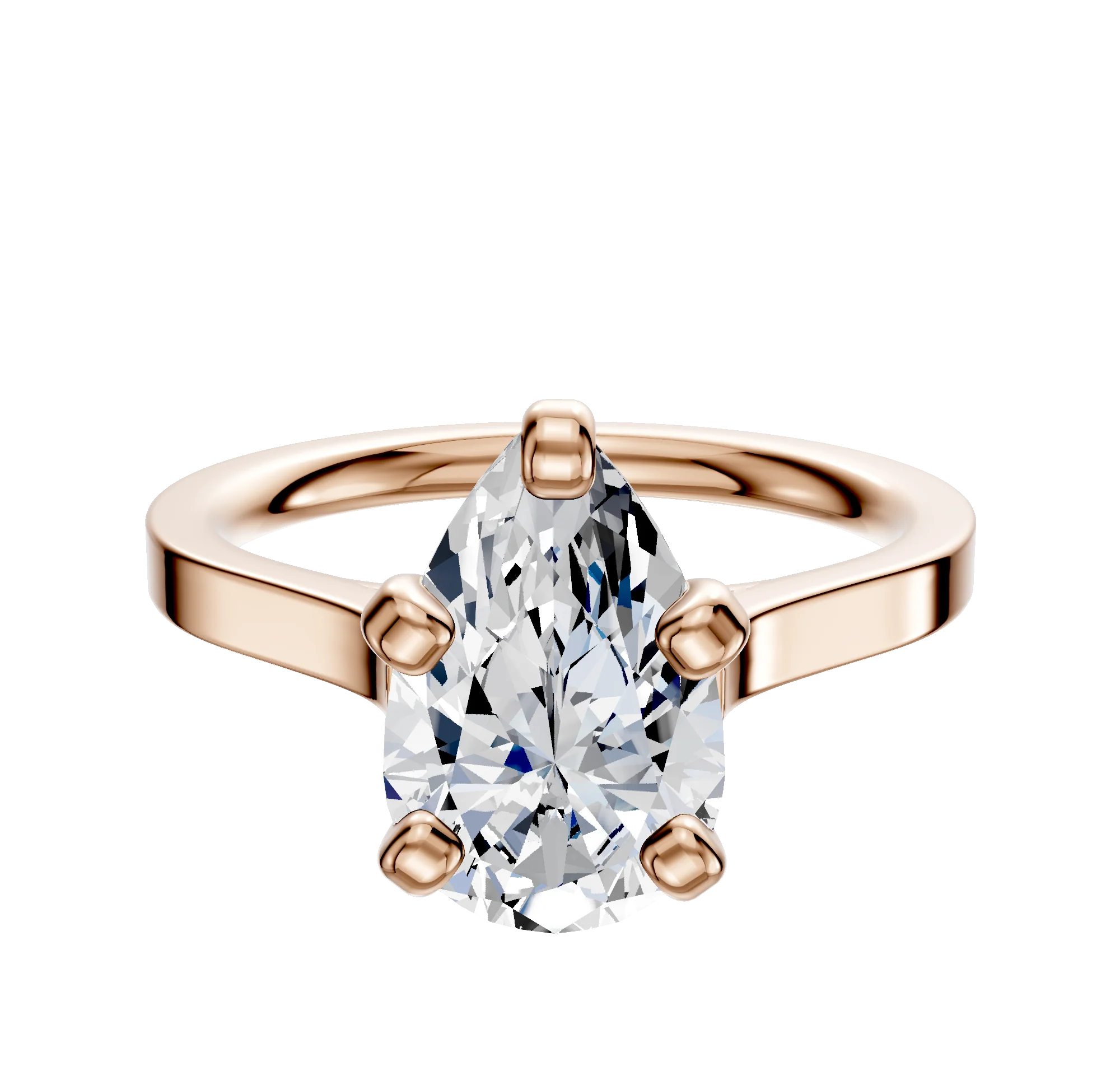 18K Rose Gold 4 Prong Cathedral Flat 2.0mm Engagement Ring