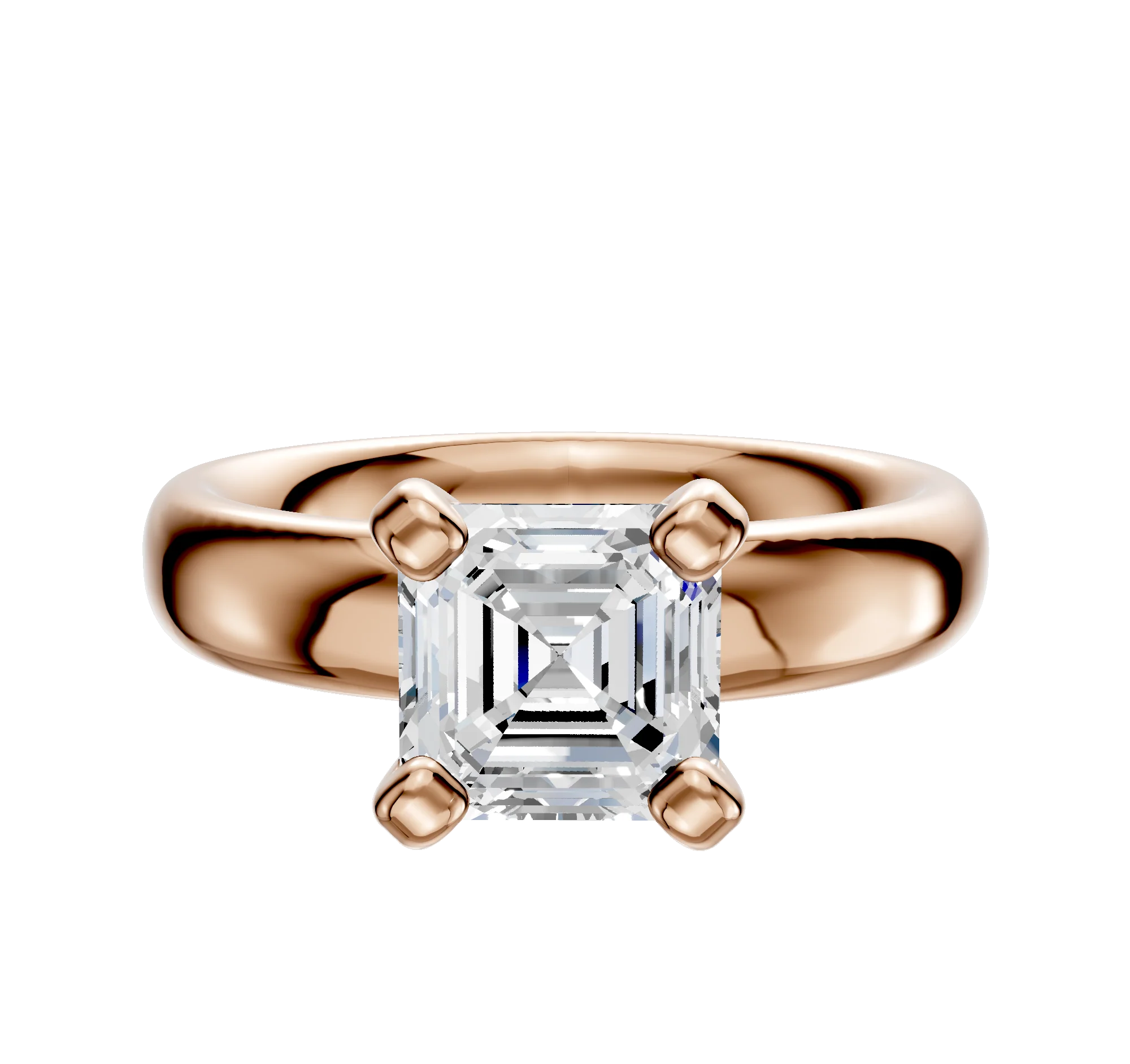 18K Rose Gold 4 Prong Classic Dome 4.0mm Engagement Ring