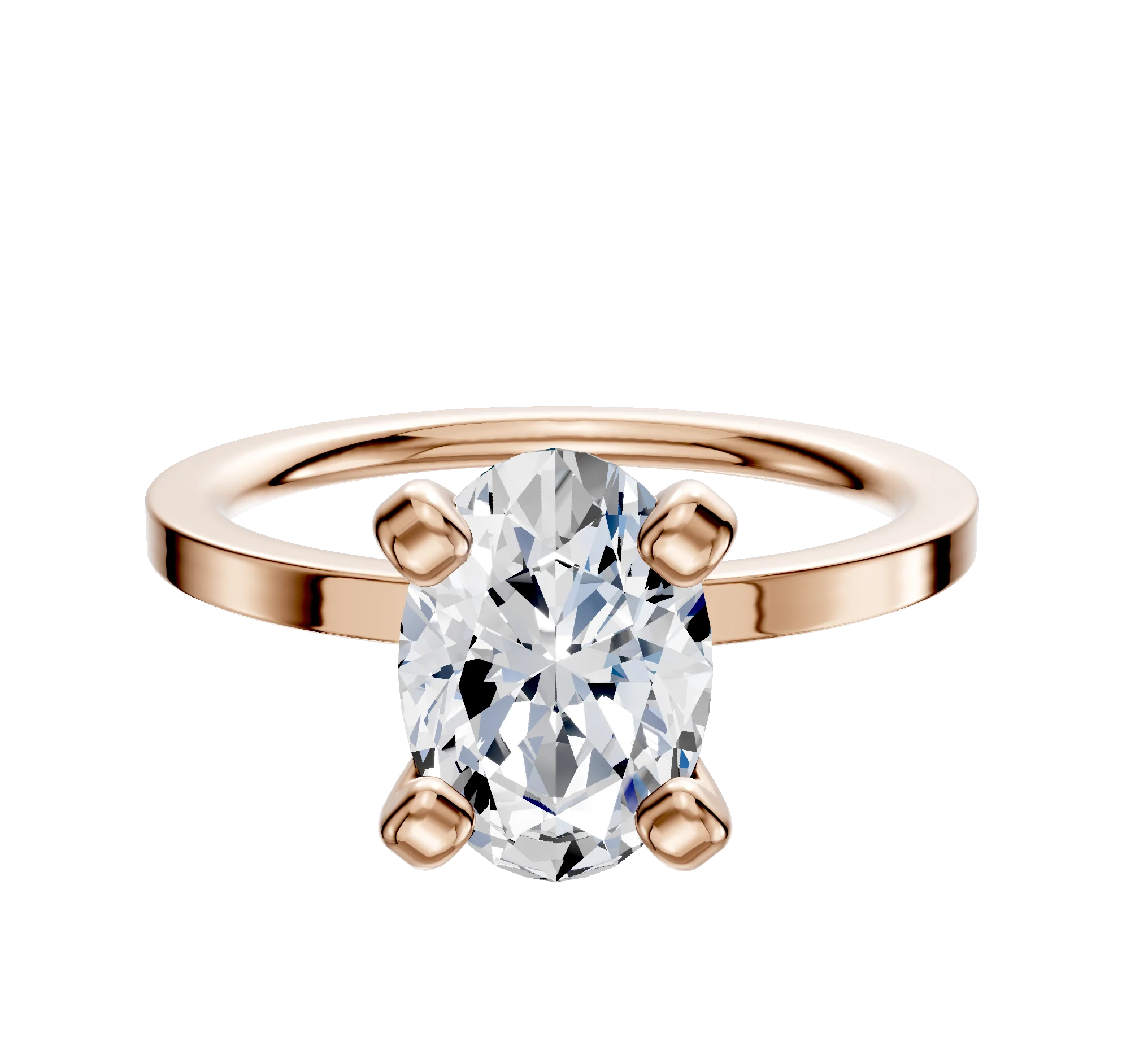 18K Rose Gold 4 Prong Classic Flat 1.5mm Engagement Ring