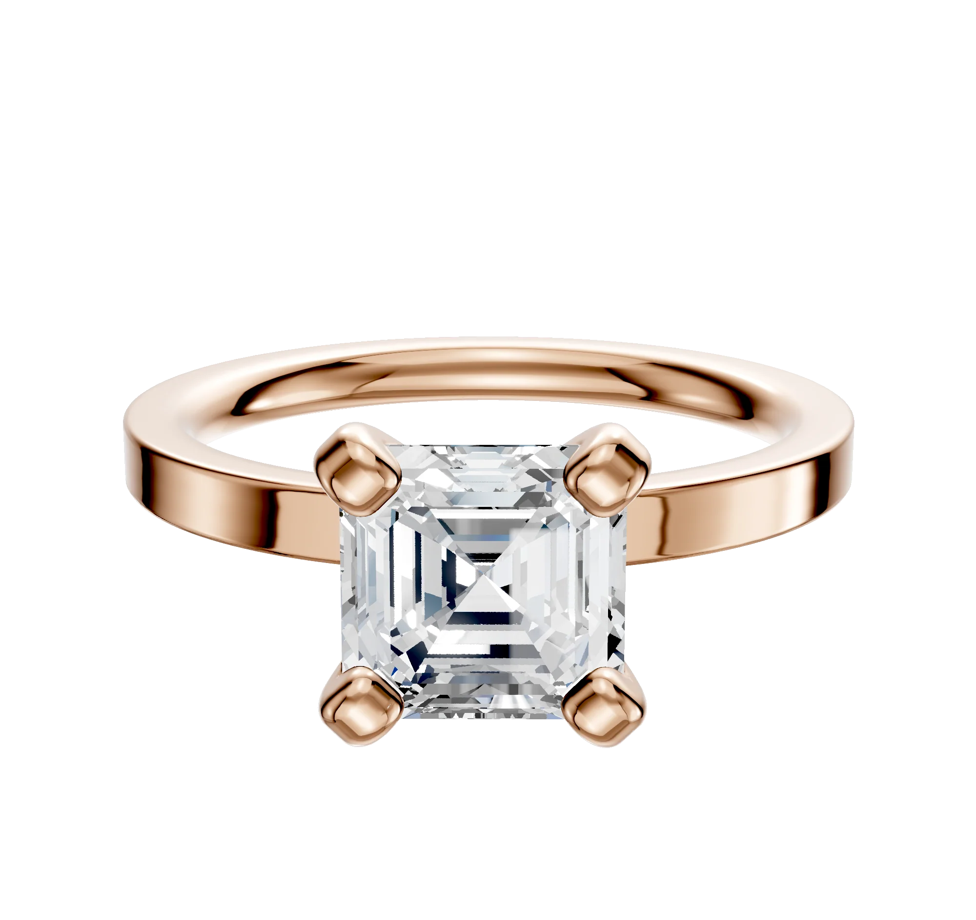 18K Rose Gold 4 Prong Classic Flat 2.0mm Engagement Ring