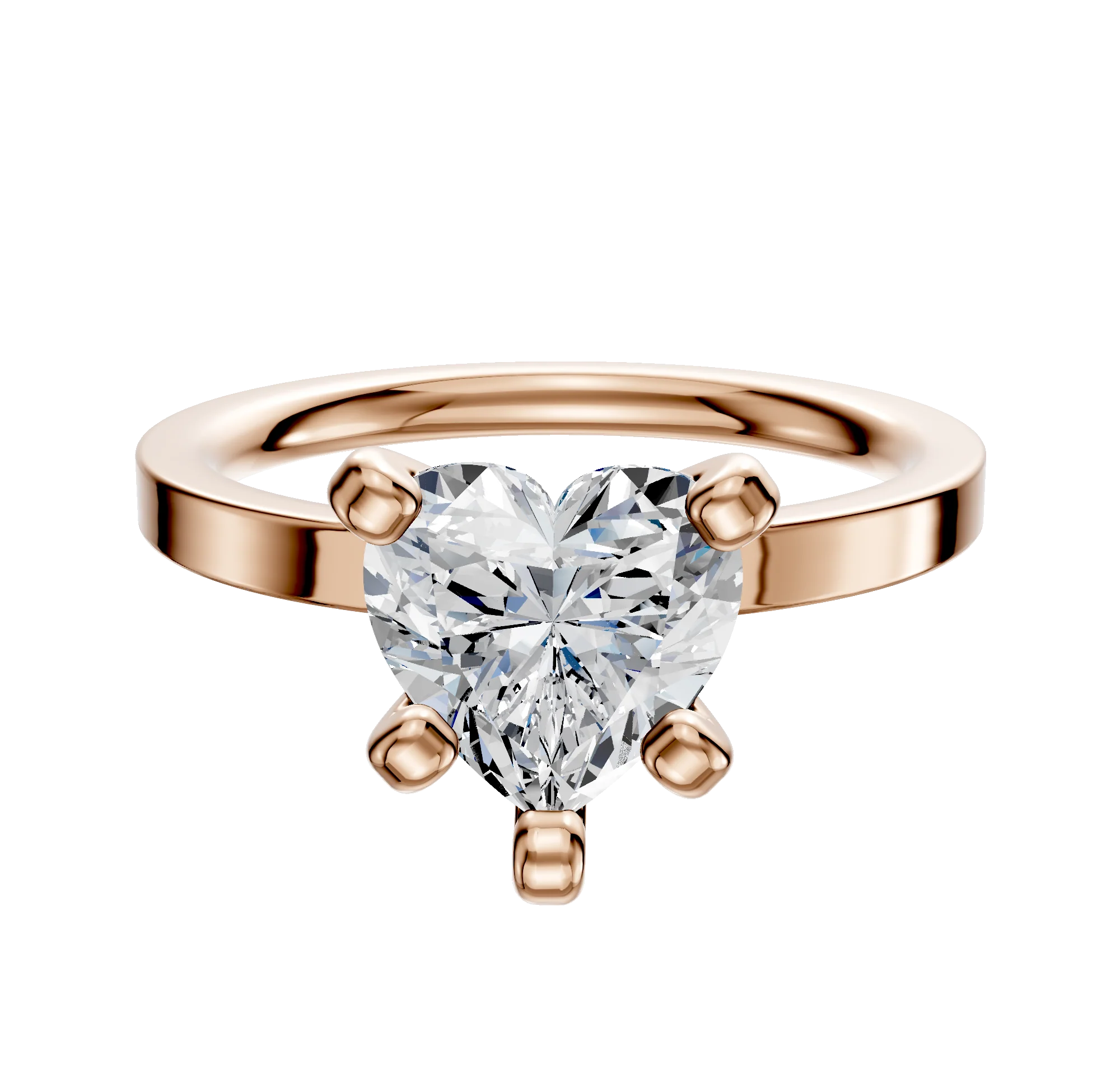 18K Rose Gold 4 Prong Classic Flat 2.0mm Engagement Ring