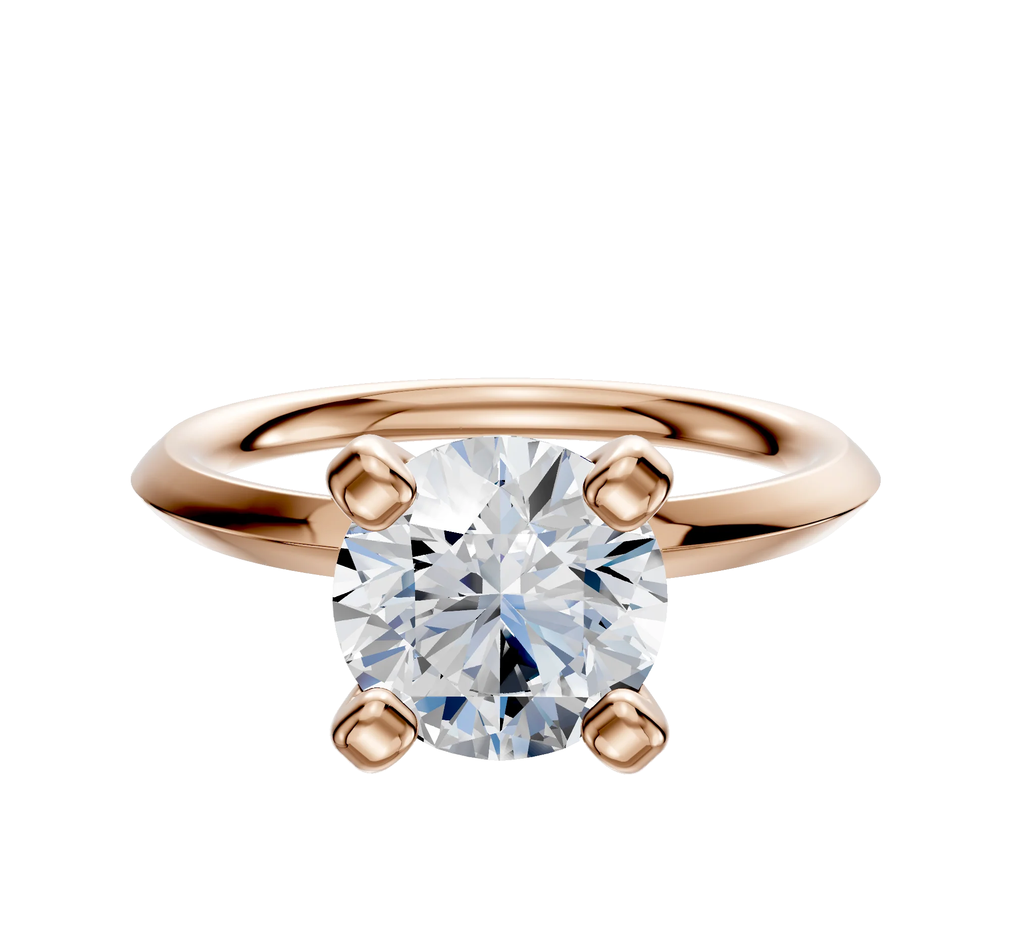 18K Rose Gold 4 Prong Classic Knife Edge 2.0mm Engagement Ring