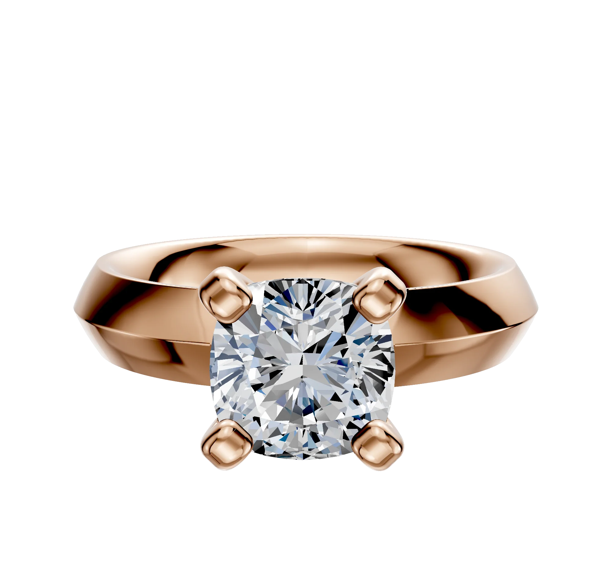 18K Rose Gold 4 Prong Classic Knife Edge 4.0mm Engagement Ring