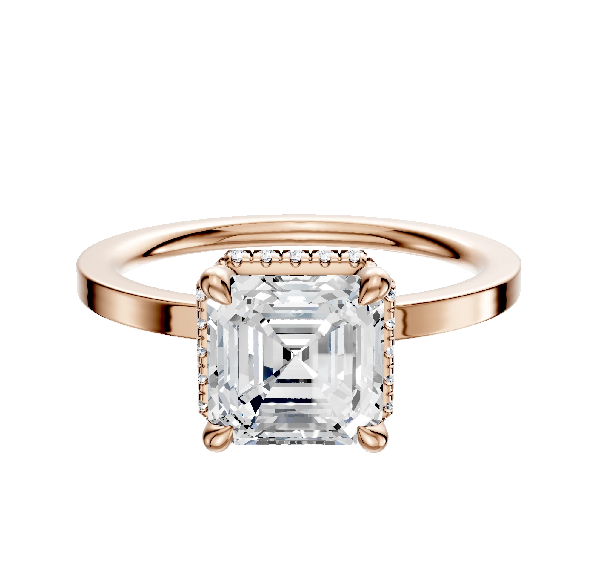 18K Rose Gold 4 Prong Collar Classic Flat 1.5mm Engagement Ring