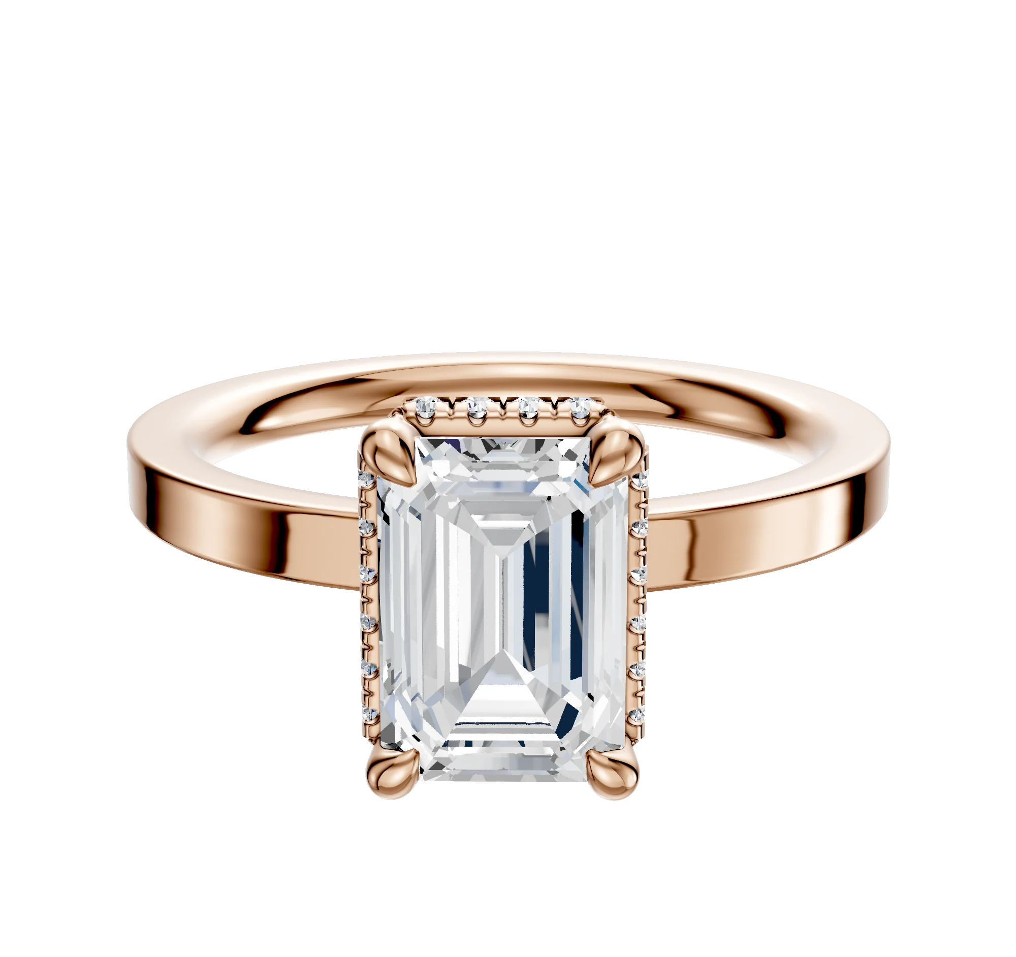 18K Rose Gold 4 Prong Collar Classic Flat 2.0mm Engagement Ring