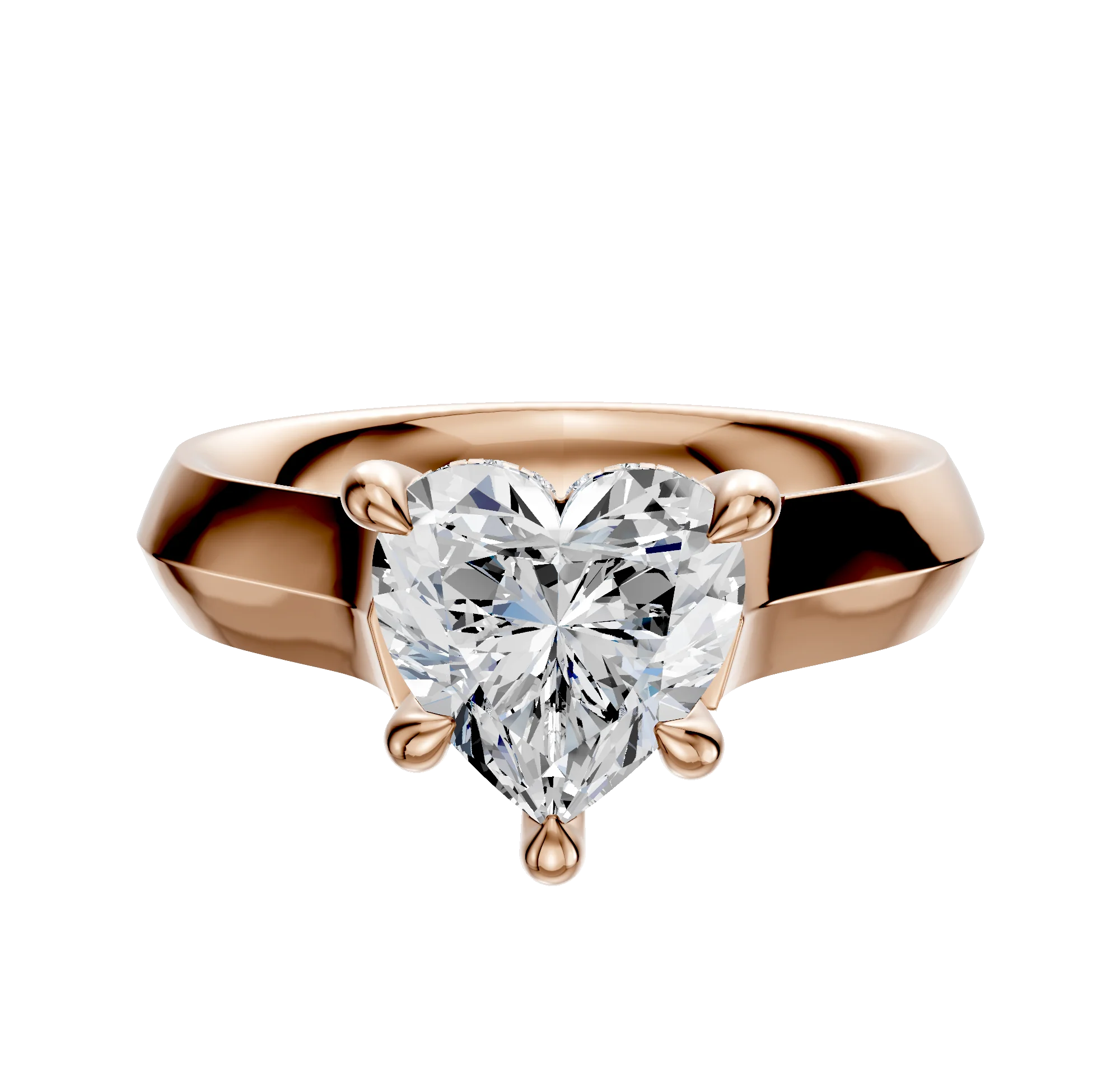 18K Rose Gold 4 Prong Hidden Halo Cathedral Knife Edge 4.0mm Engagement Ring