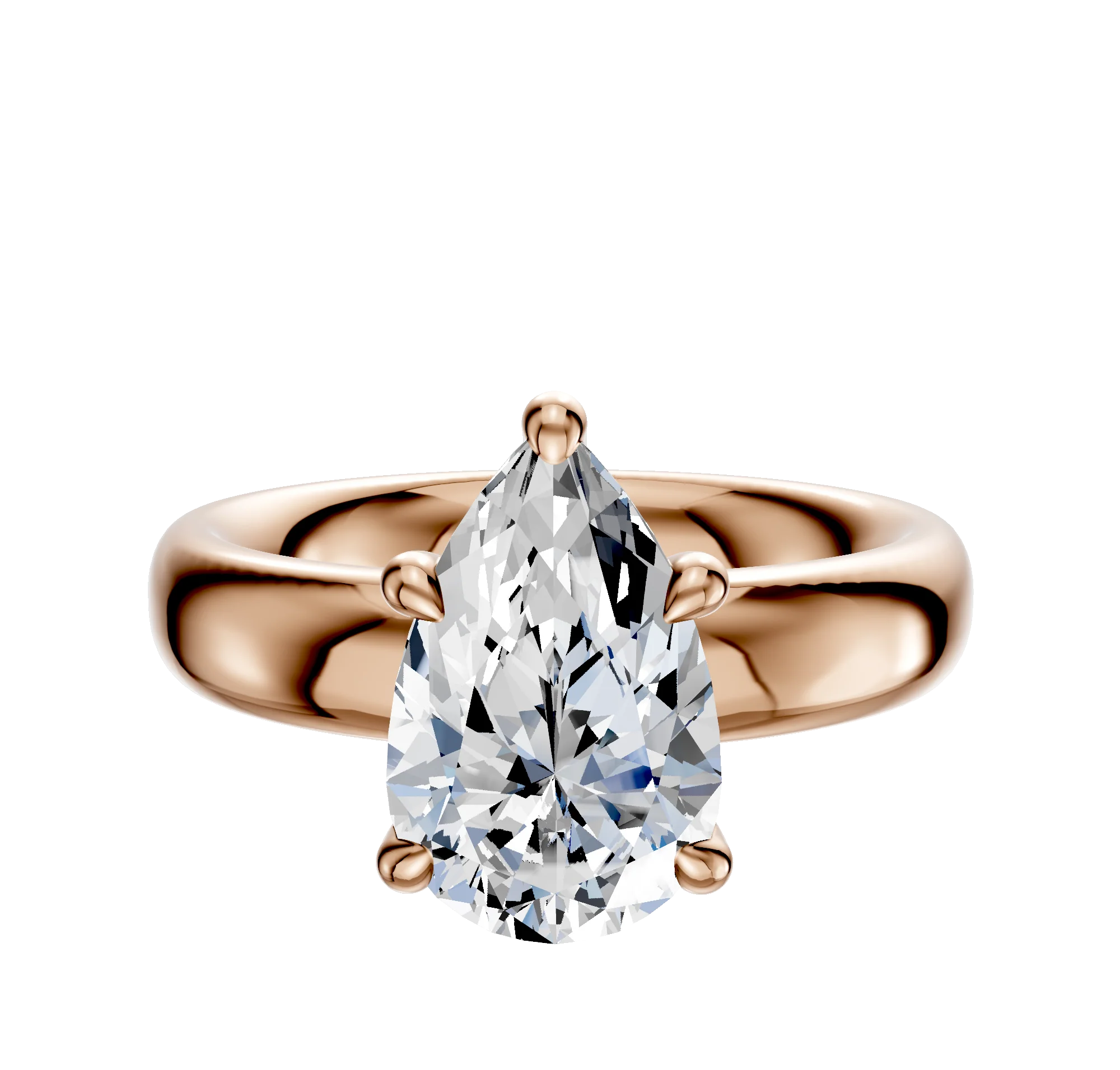 18K Rose Gold 4 Prong Hidden Halo Classic Dome 4.0mm Engagement Ring