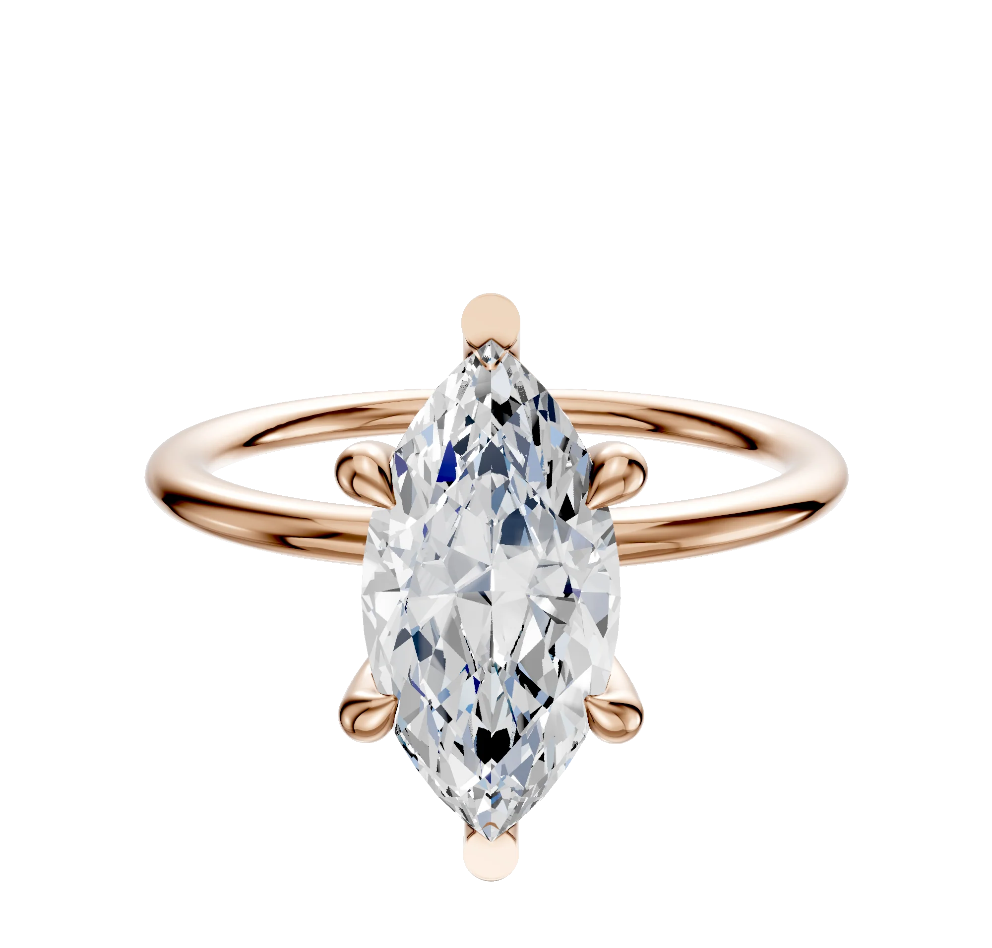 18K Rose Gold 6 Prong Basket Classic Dome 1.5mm Engagement Ring
