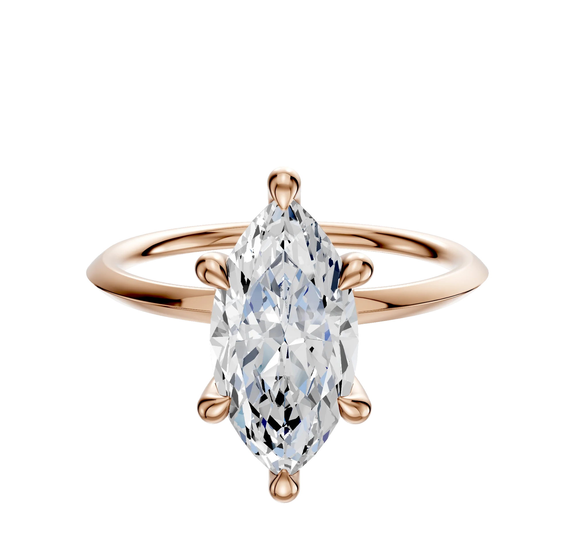 18K Rose Gold 6 Prong Hidden Halo Classic Knife Edge 1.5mm Engagement Ring
