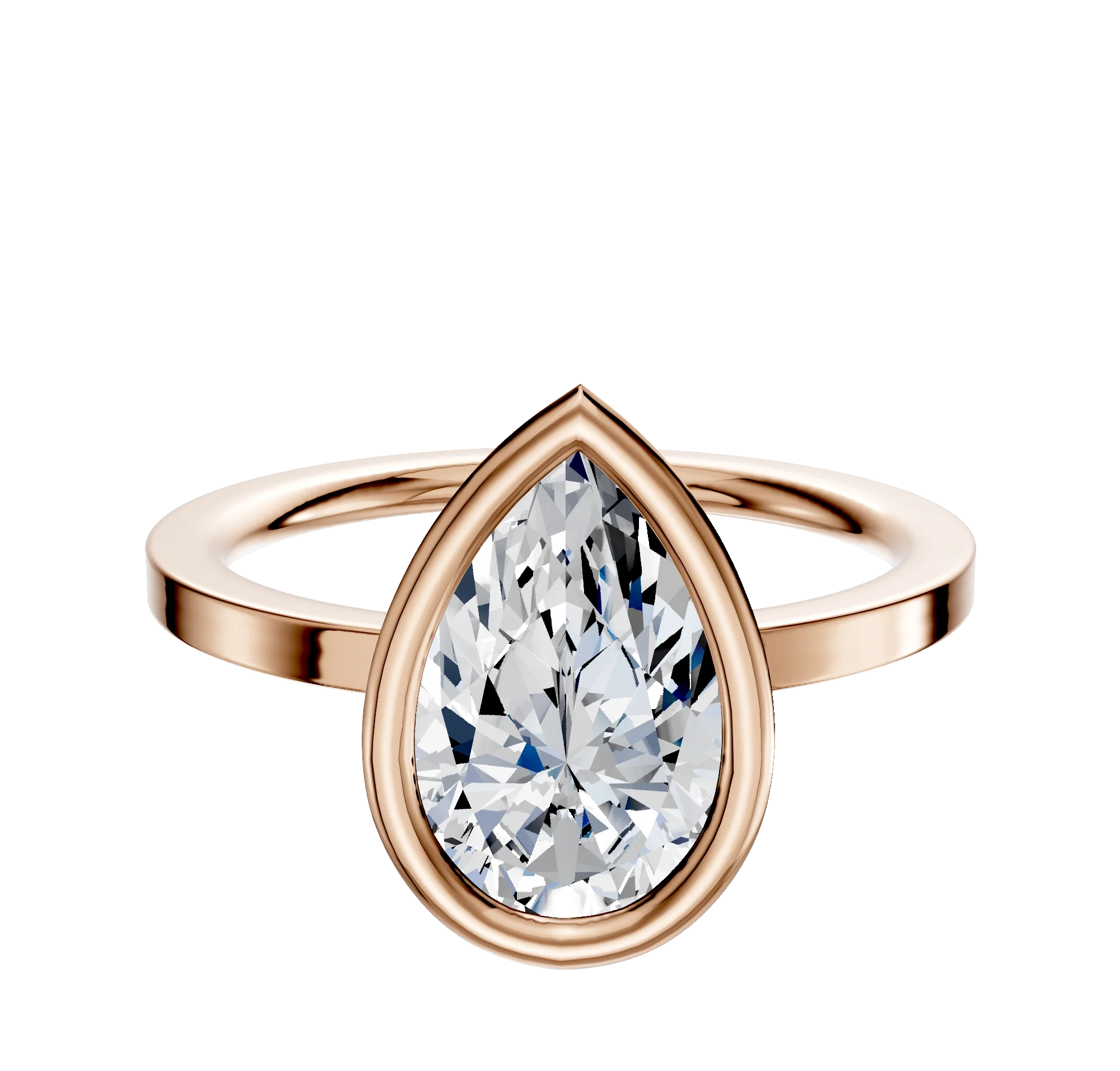 18K Rose Gold Bezel Full Bezel East/West Classic Flat 1.5mm Engagement Ring