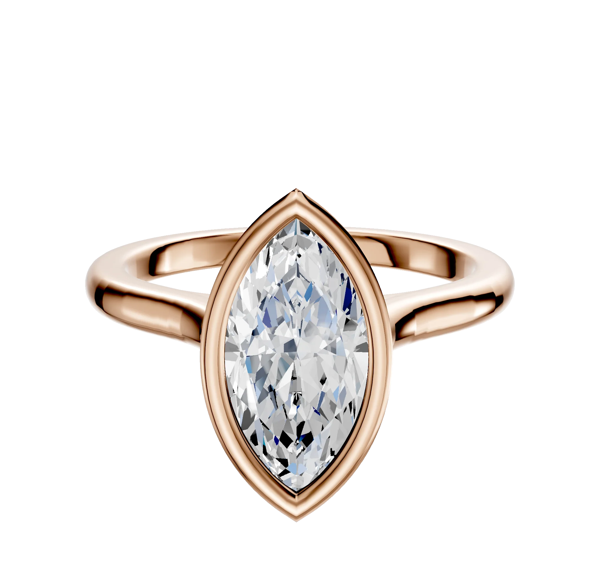 18K Rose Gold Bezel Full Bezel North/South Cathedral Dome 2.0mm Engagement Ring