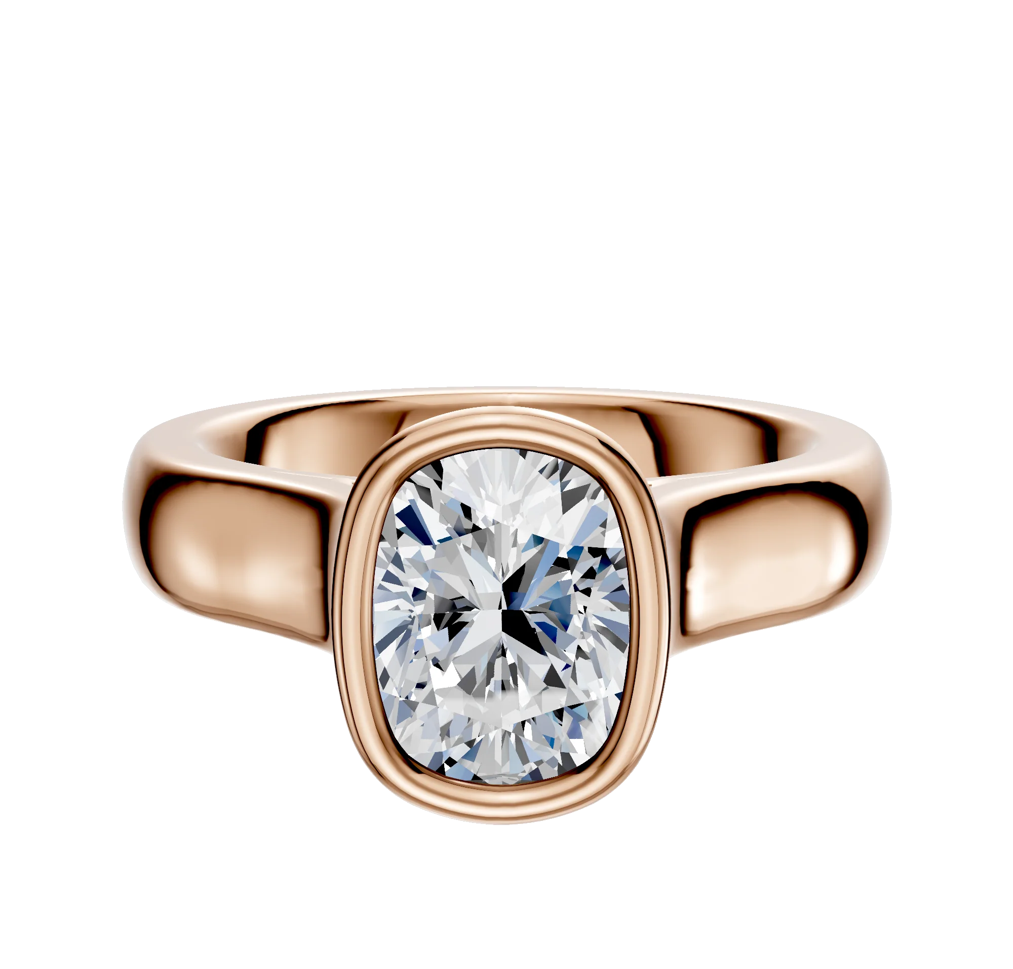 18K Rose Gold Bezel Full Bezel North/South Cathedral Dome 4.0mm Engagement Ring