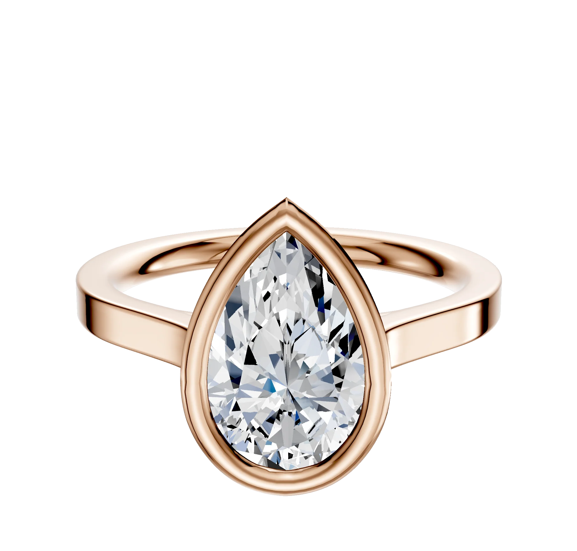18K Rose Gold Bezel Full Bezel North/South Cathedral Flat 2.0mm Engagement Ring