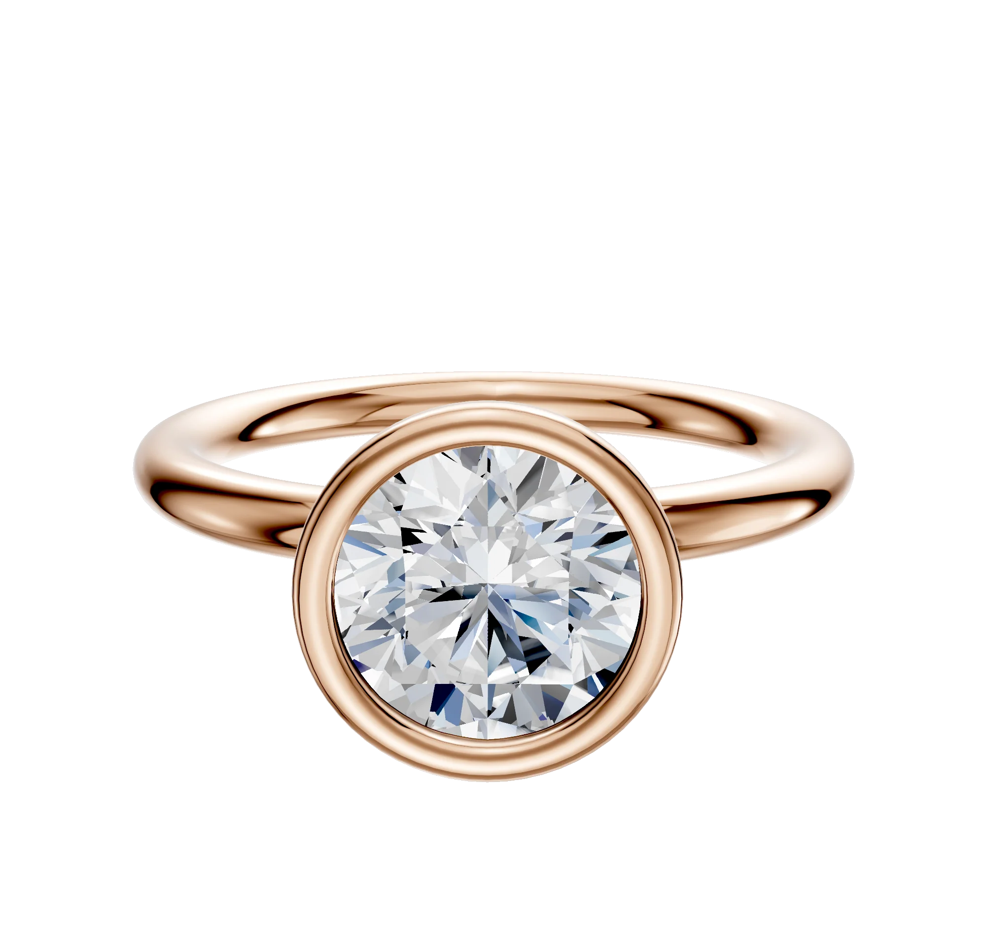 18K Rose Gold Bezel Full Bezel North/South Classic Dome 2.0mm Engagement Ring